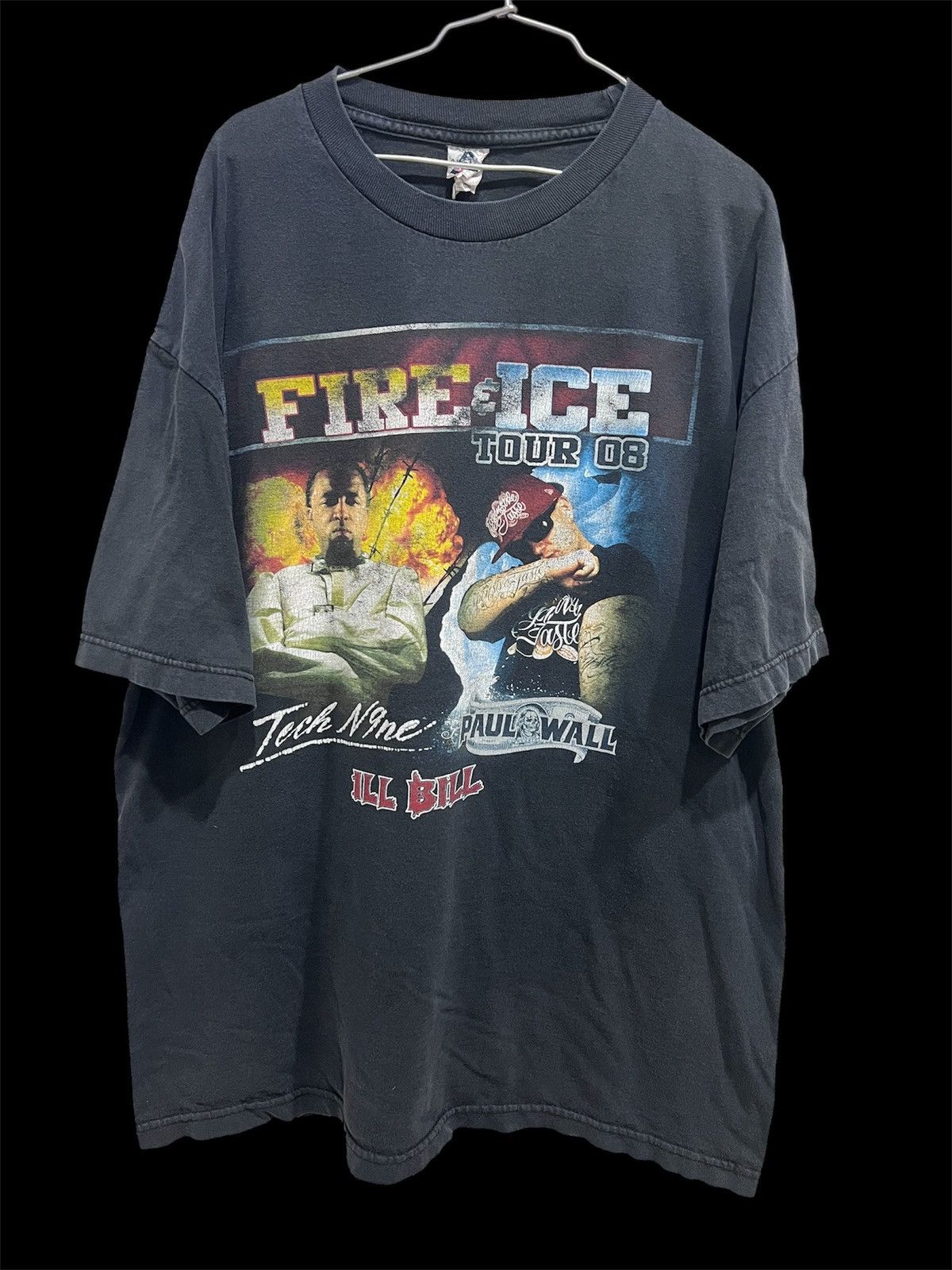 Rap Tees Vintage Y2K Fire Ice PaulWall Tech N9ne Tour Faded Hiphop DJ Size US XL / EU 56 / 4 - 2 Thumbnail