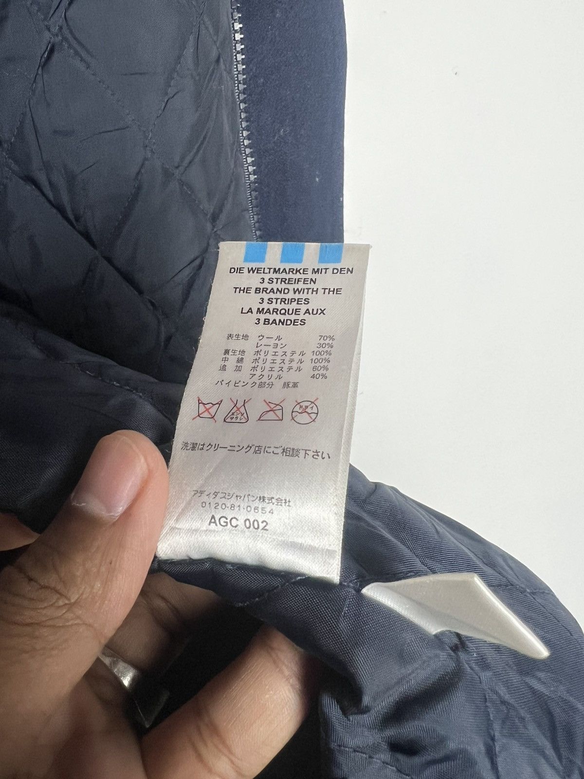 Adidas Vintage 90s Adidas Trefoil Quilted Wool Zip Up Jacket Size US L / EU 52-54 / 3 - 15 Thumbnail