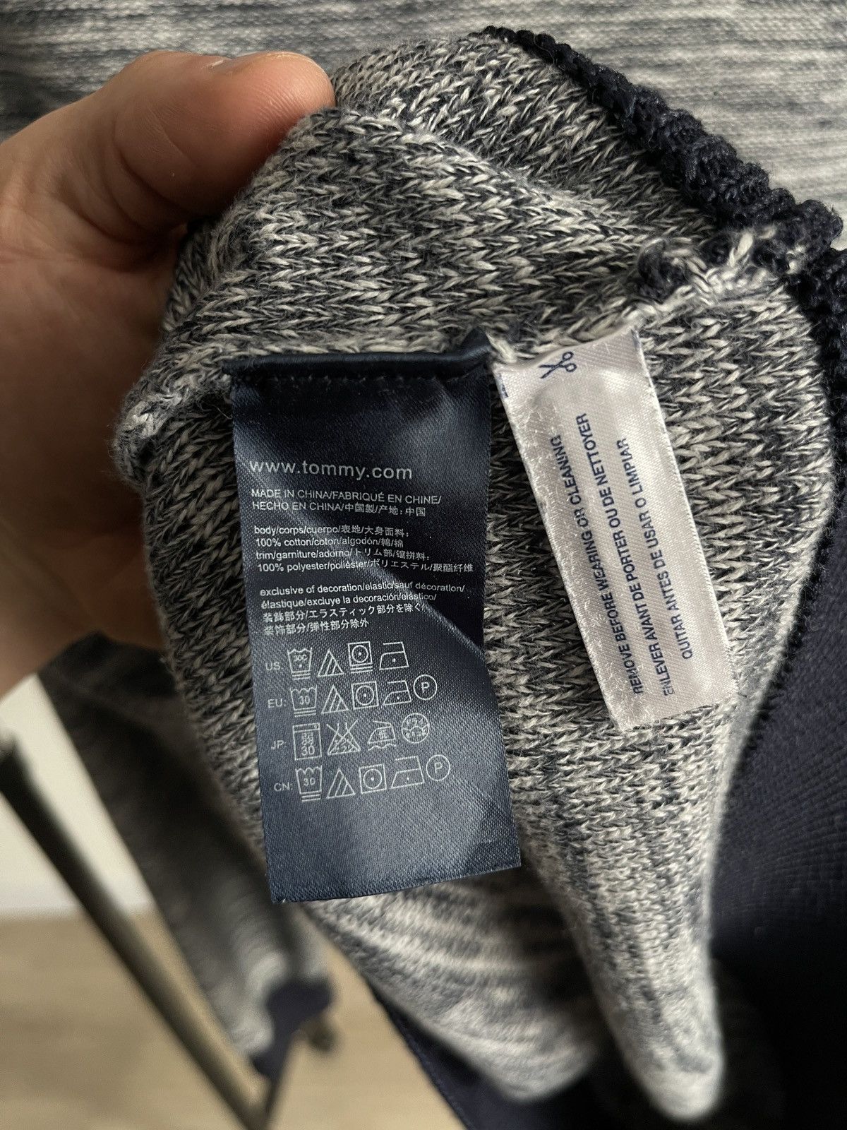 Tommy Hilfiger Tommy Hilfiger Cotton Knit Sweater Mens XL Grey Navy Melange Size US XL / EU 56 / 4 - 6 Thumbnail