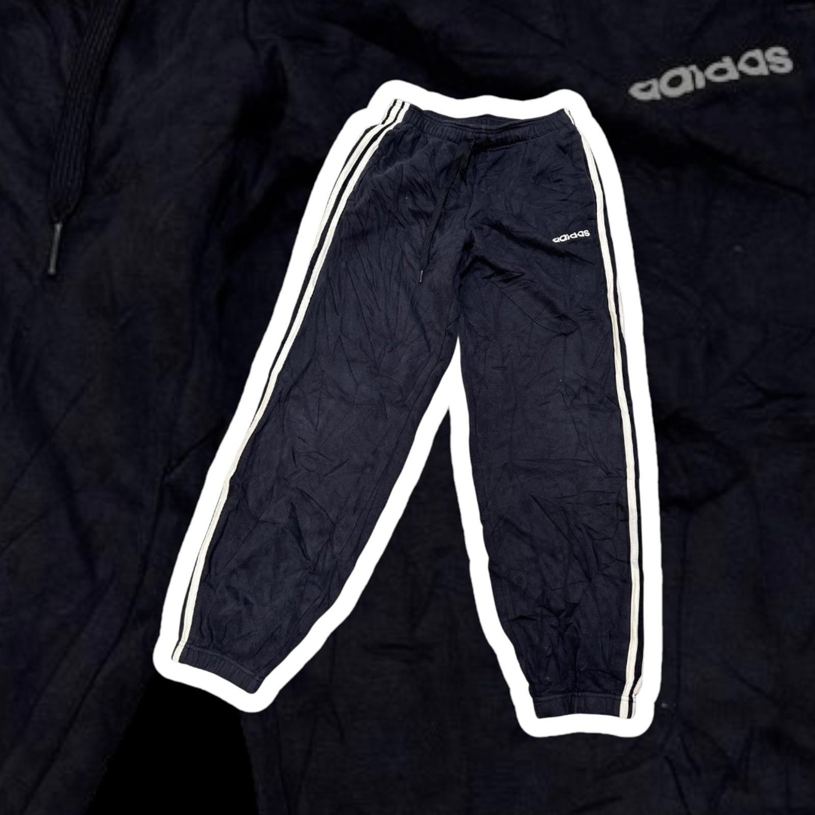 Adidas Men's Navy Casual Track Pants with White Stripes