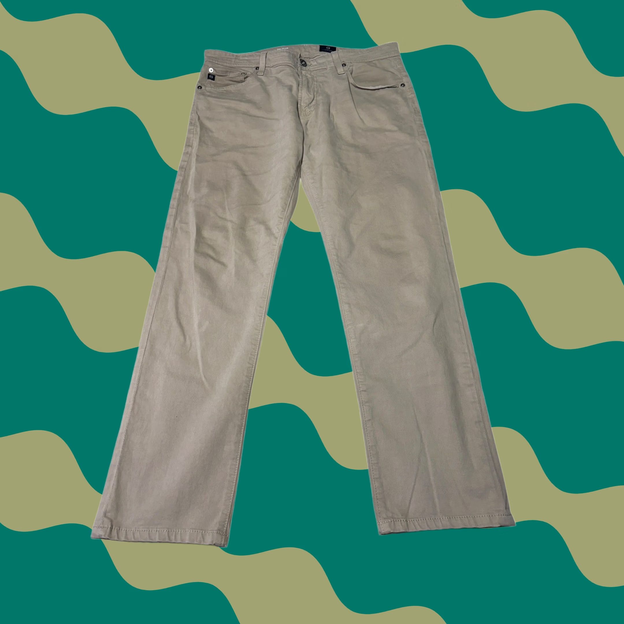 Vintage AG Adriano Goldschmied The Tellis Modern Slim Pants 33x29 Tan Khaki Size US 33 - 1 Thumbnail