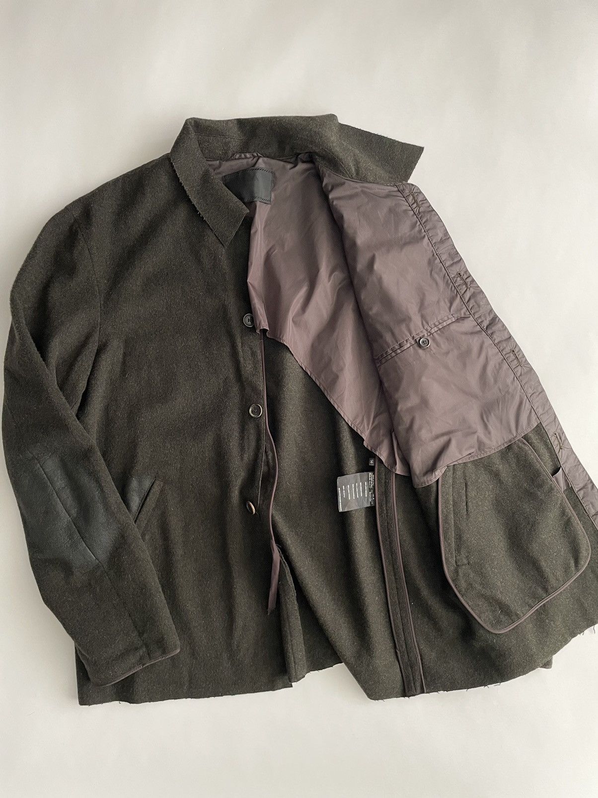 Prada Prada FW04 Waxed Elbow Wool Coat Size US XL / EU 56 / 4 - 5 Thumbnail