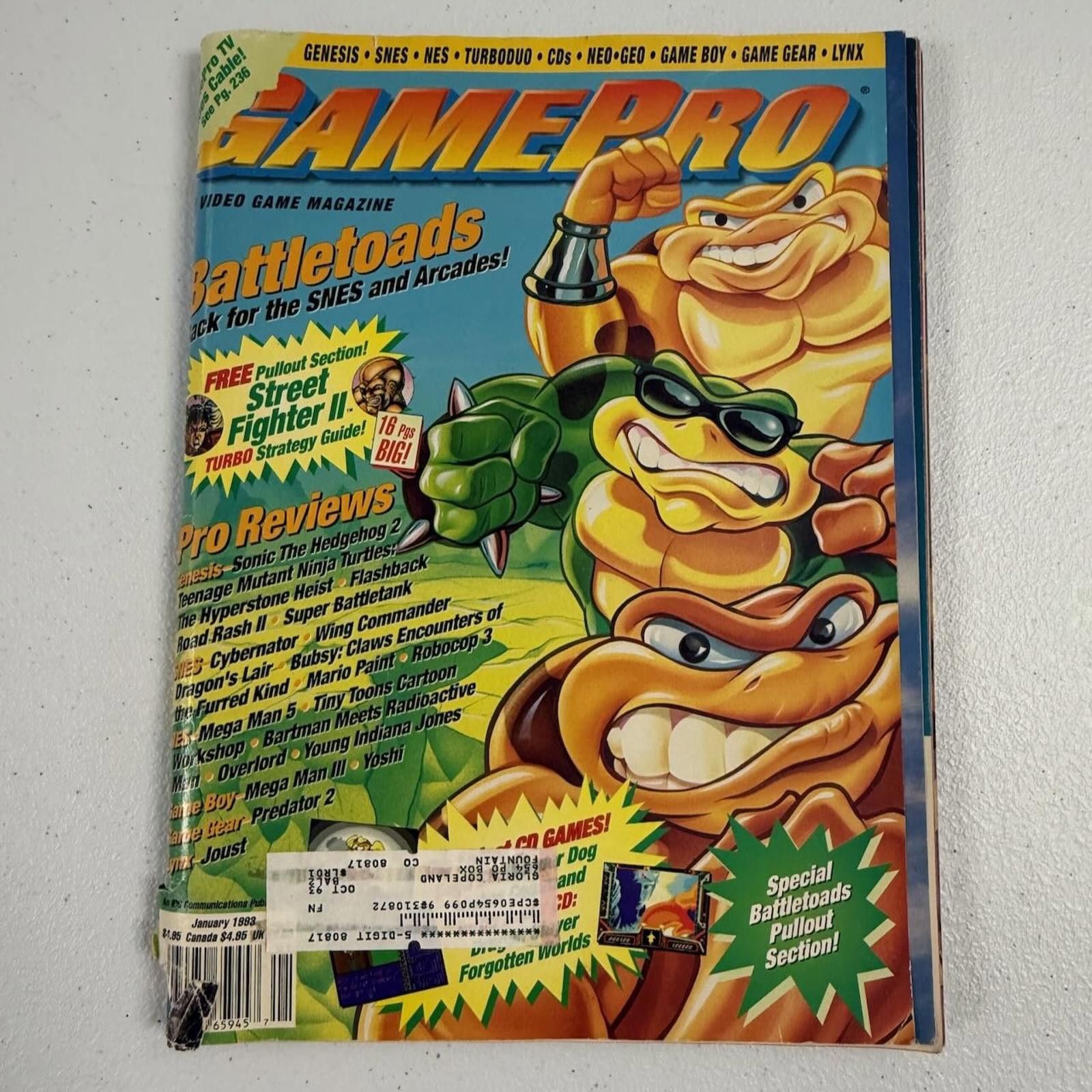 Designer Vtg 1993 GamePro Magazine Battletoads Cover Street Fighter Size ONE SIZE - 1 Thumbnail