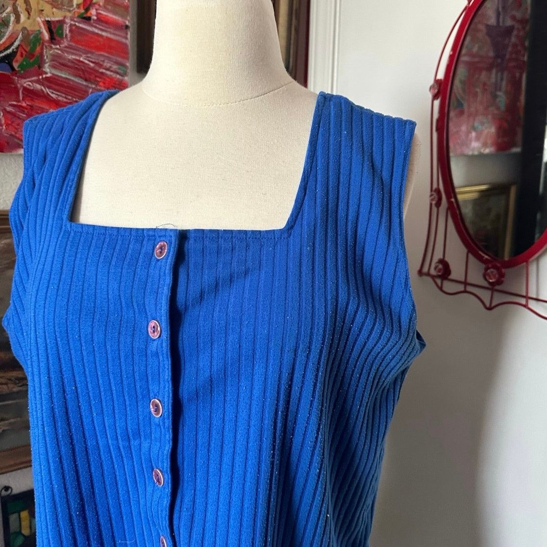 Other denim republic button up ribbed tank top blue Size XL / US 12-14 / IT 48-50 - 2 Thumbnail