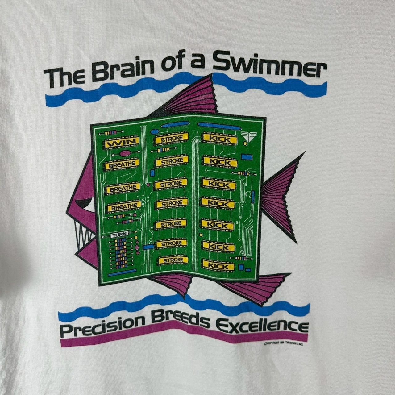 Vintage 90s The Brain of a Swimmer Computer Humor Artwork Tee Size US XL / EU 56 / 4 - 7 Thumbnail
