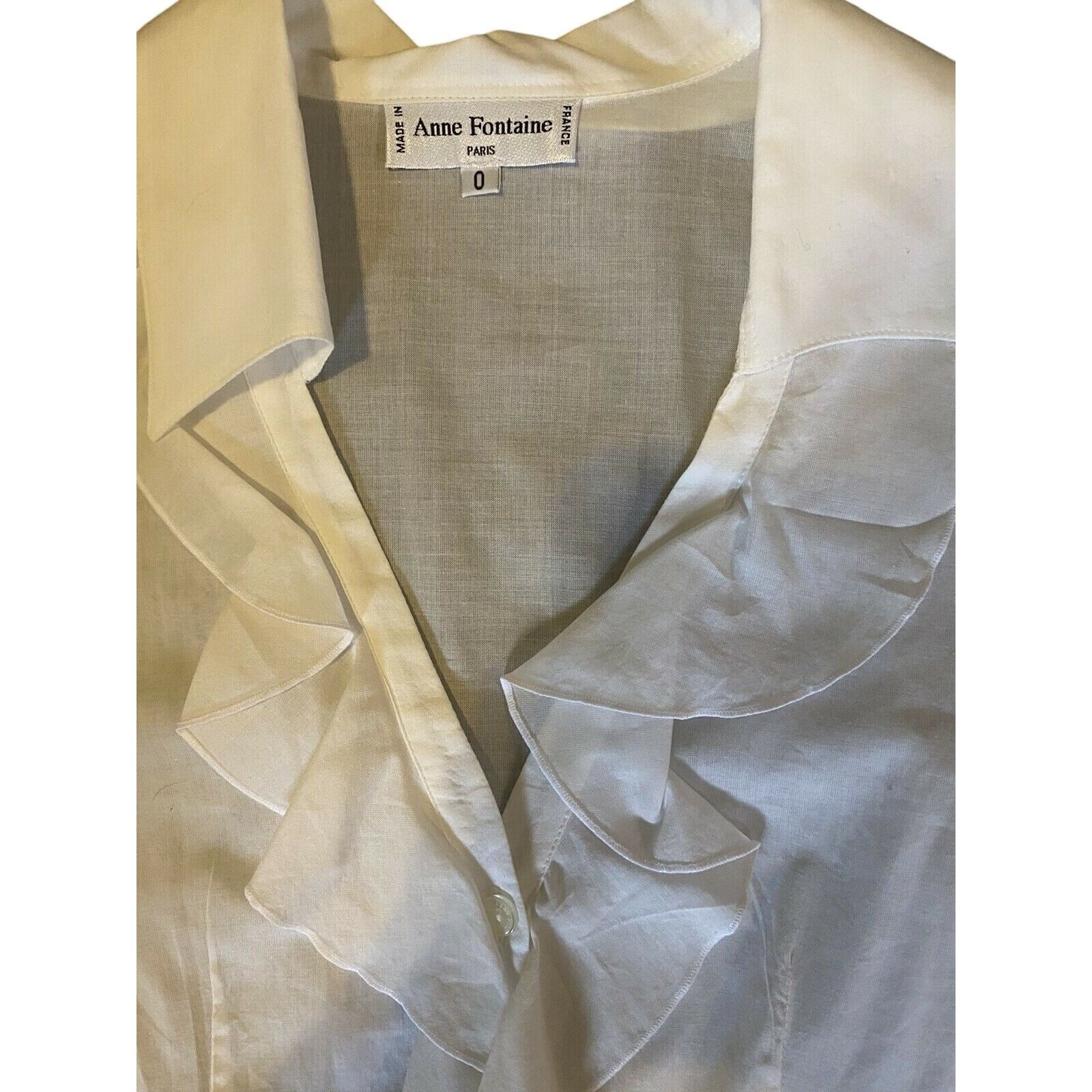 ANNE FONTAINE New $430 Anne Fontaine 0 XS White Sheer Voile Blouse Shirt T Size XS / US 0-2 / IT 36-38 - 5 Thumbnail