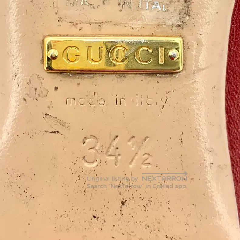 Gucci Gucci Red pearl decoration buckle casual single shoes Size US 4 / IT 34 - 6 Thumbnail