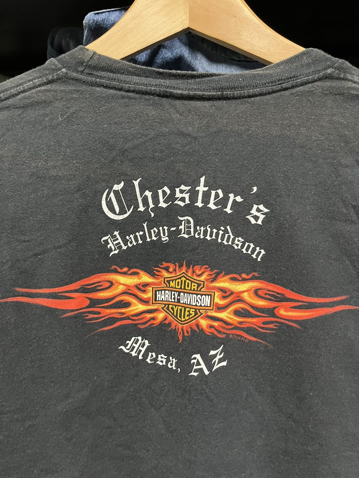 Harley Davidson × Vintage Crazy Vintage Y2K Harley Davidson Flames Engine Logo Tee Size US XL / EU 56 / 4 - 7 Thumbnail