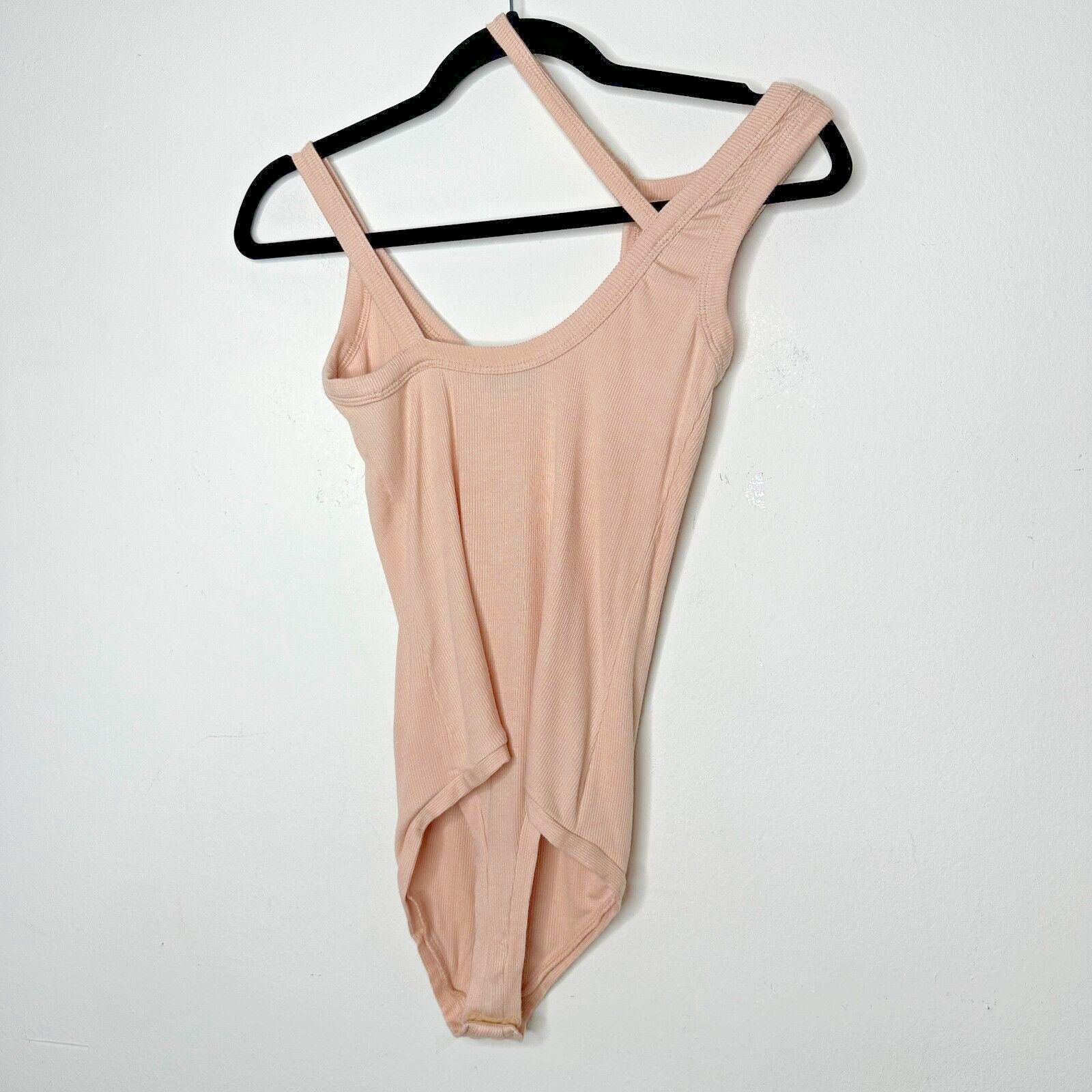 ALIX NYC Alix NYC Tan Asymmetrical Neckline Sleeveless Rib Bodysuit S Size S / US 4 / IT 40 - 4 Thumbnail