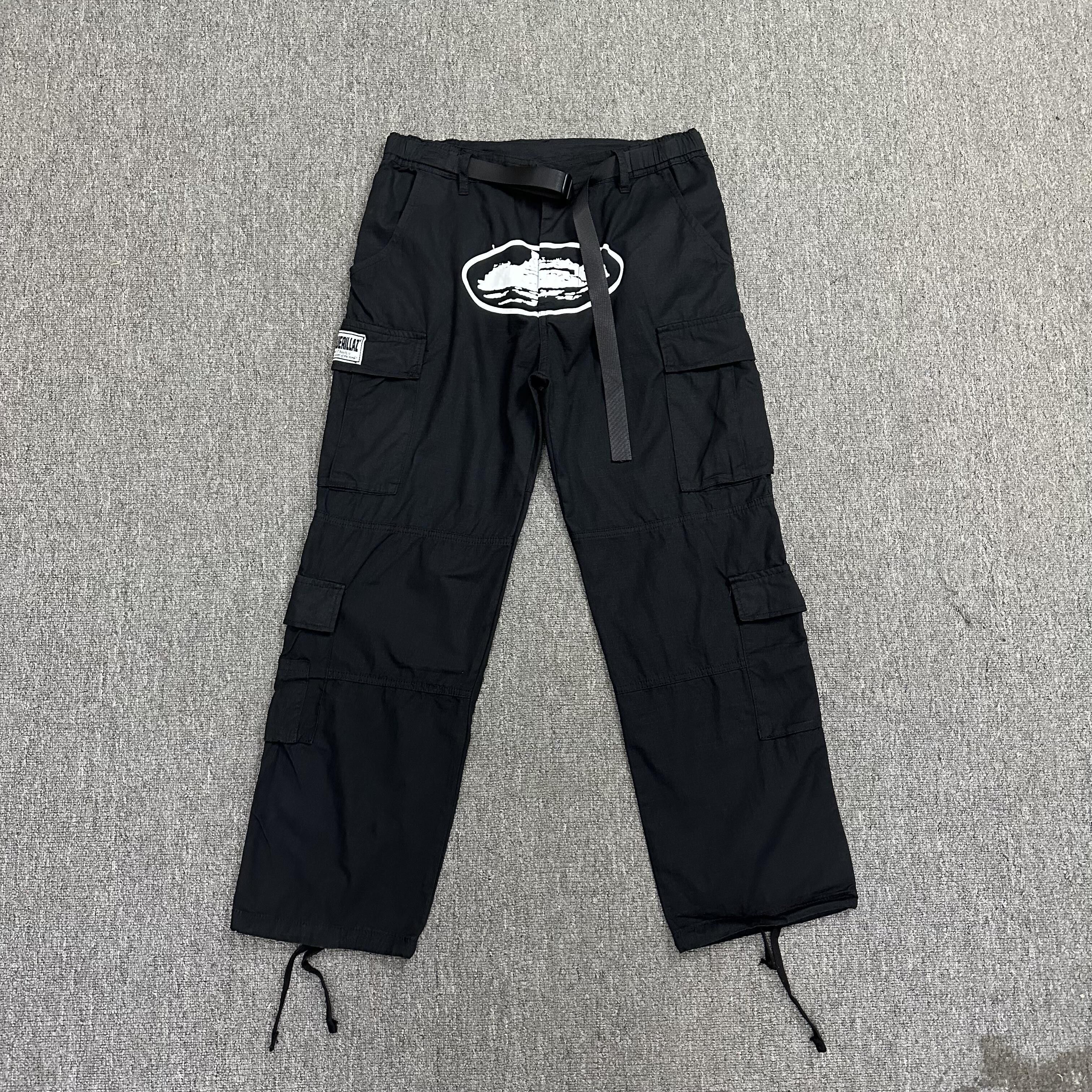 Corteiz Black/White Cargo Pants – Men's Streetwear – Size M