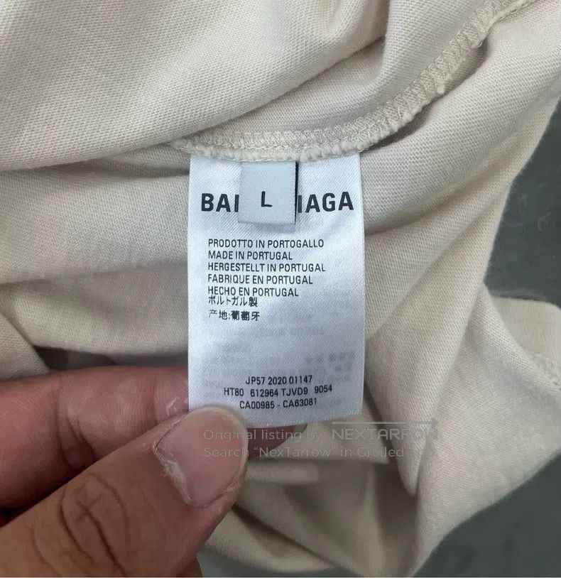 Balenciaga Balenciaga Beige embroidered logo short-sleeve T-shirt Size US L / EU 52-54 / 3 - 4 Thumbnail