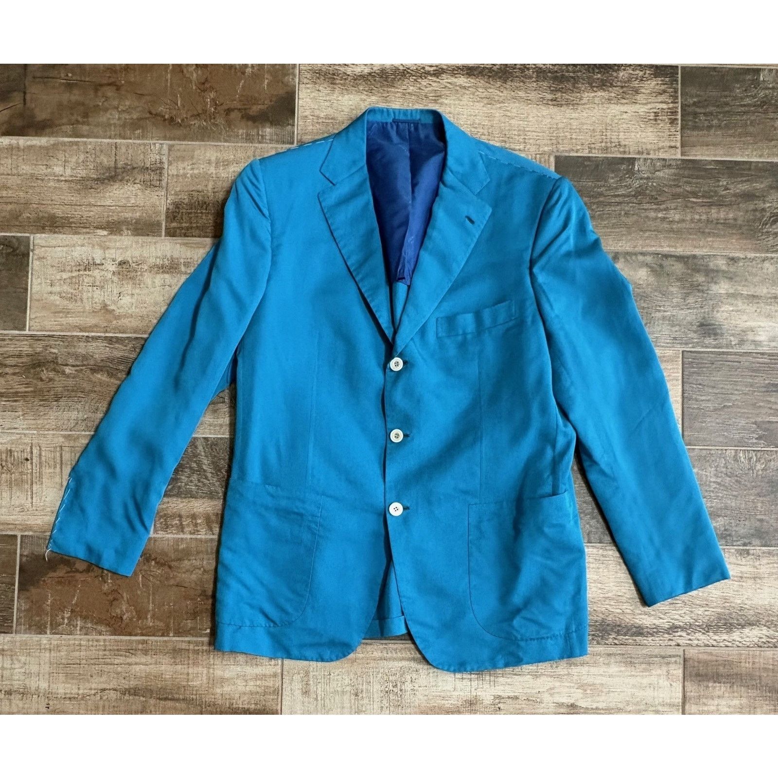 Kiton $8300 NWT KITON Napoli Blue Silk Wool Blazer 3 Button 46/56R Size 46R - 1 Thumbnail