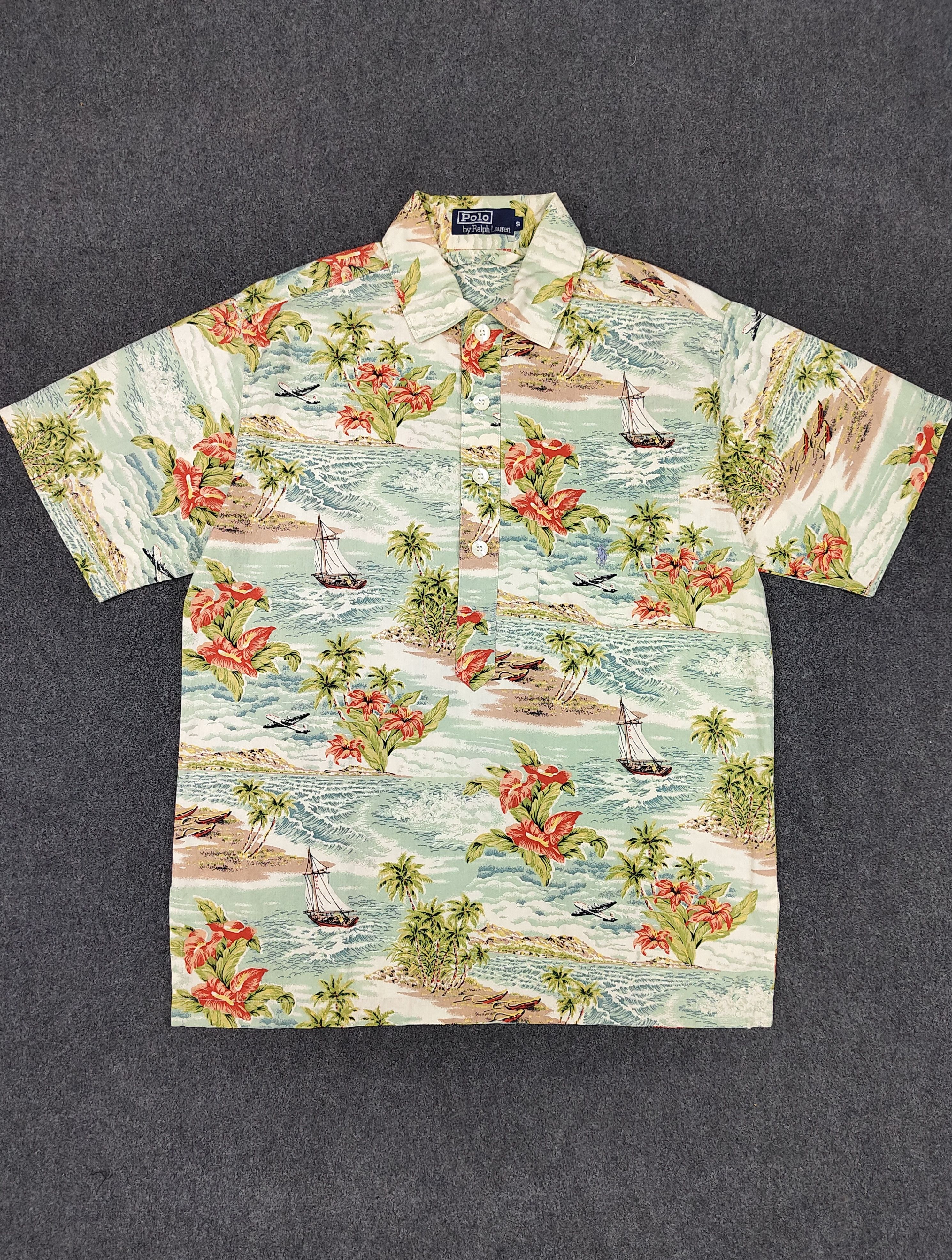 Polo Ralph Lauren 00s Polo Ralph Lauren- Tropical Hawaiian Scenic Shirt Size US S / EU 44-46 / 1 - 1 Thumbnail