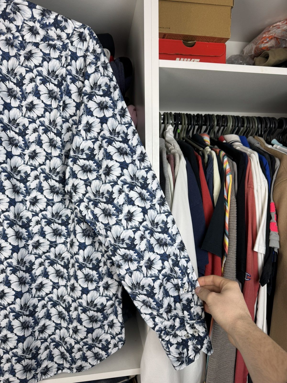Strenstroms Stenströms Fitted Body Floral Print LS Shirt Size 17.5/44 Size US XL / EU 56 / 4 - 23 Thumbnail