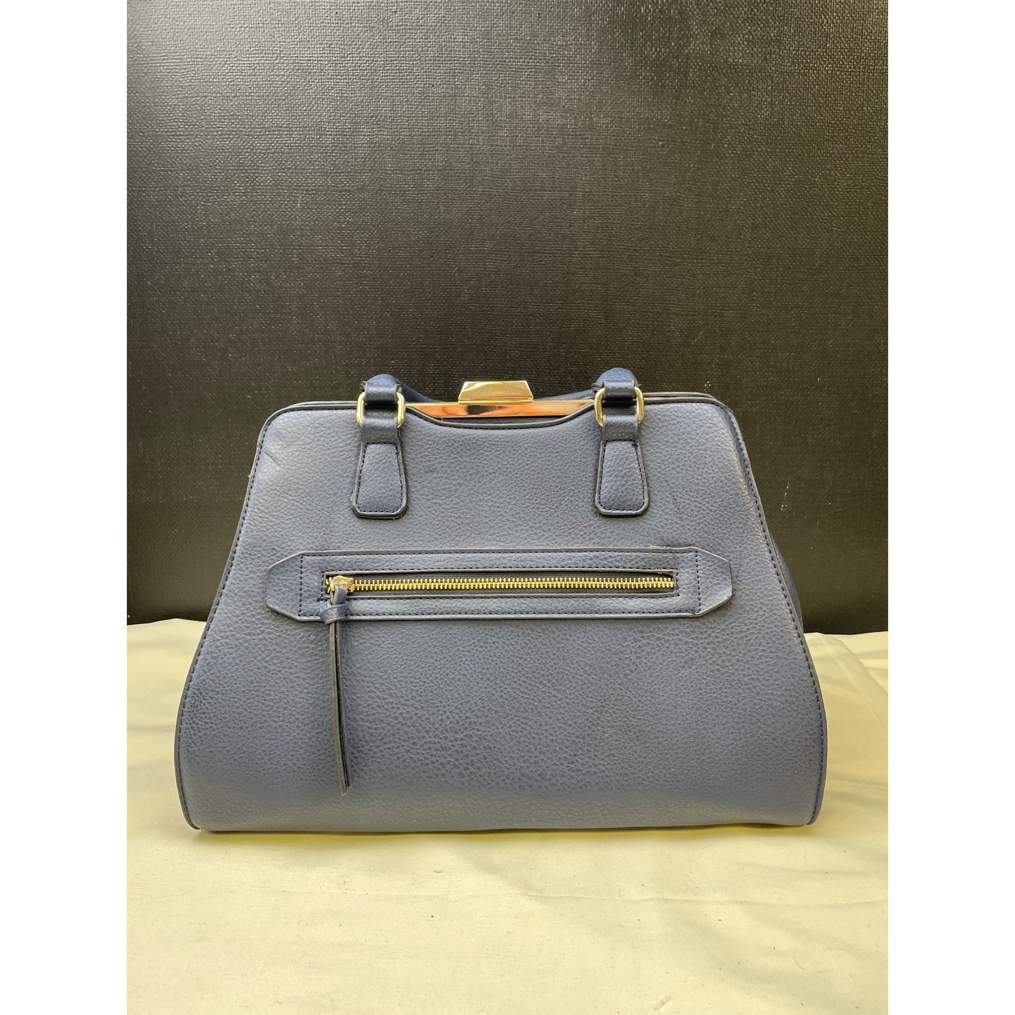 Other Womens Navy Blue with Gold Accents Handle Bag Satchel Should Size ONE SIZE - 1 Thumbnail