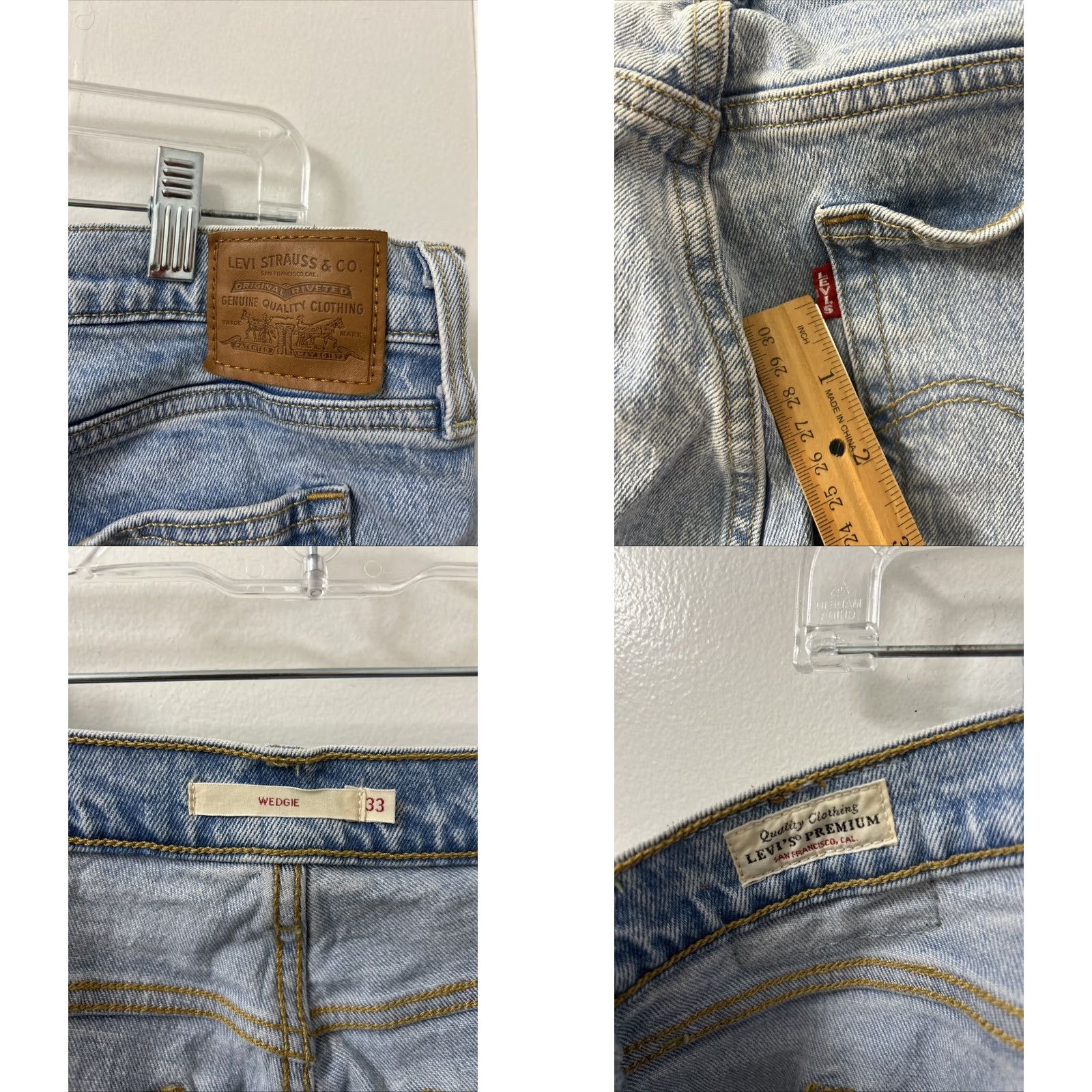 Levi's Levi's Premium Jeans Womens 33x27 Blue Straight Fit Button Zipper 5-Pocket Denim Wedgie Retro Slim Stretch N/A Size 24" / US 00 / IT 34 - 8 Thumbnail