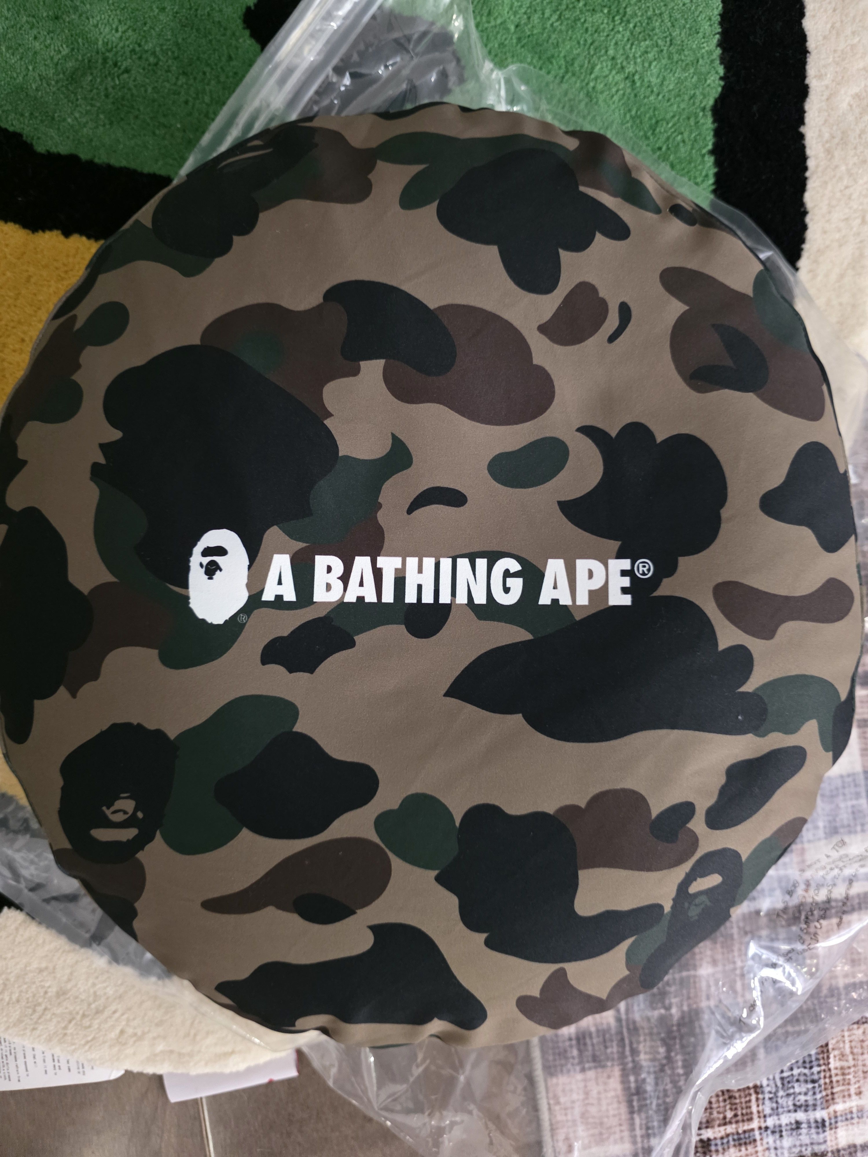Bape BAPE 1st Camo Bathing Ape Circle Fluffy Beads Cushion Green