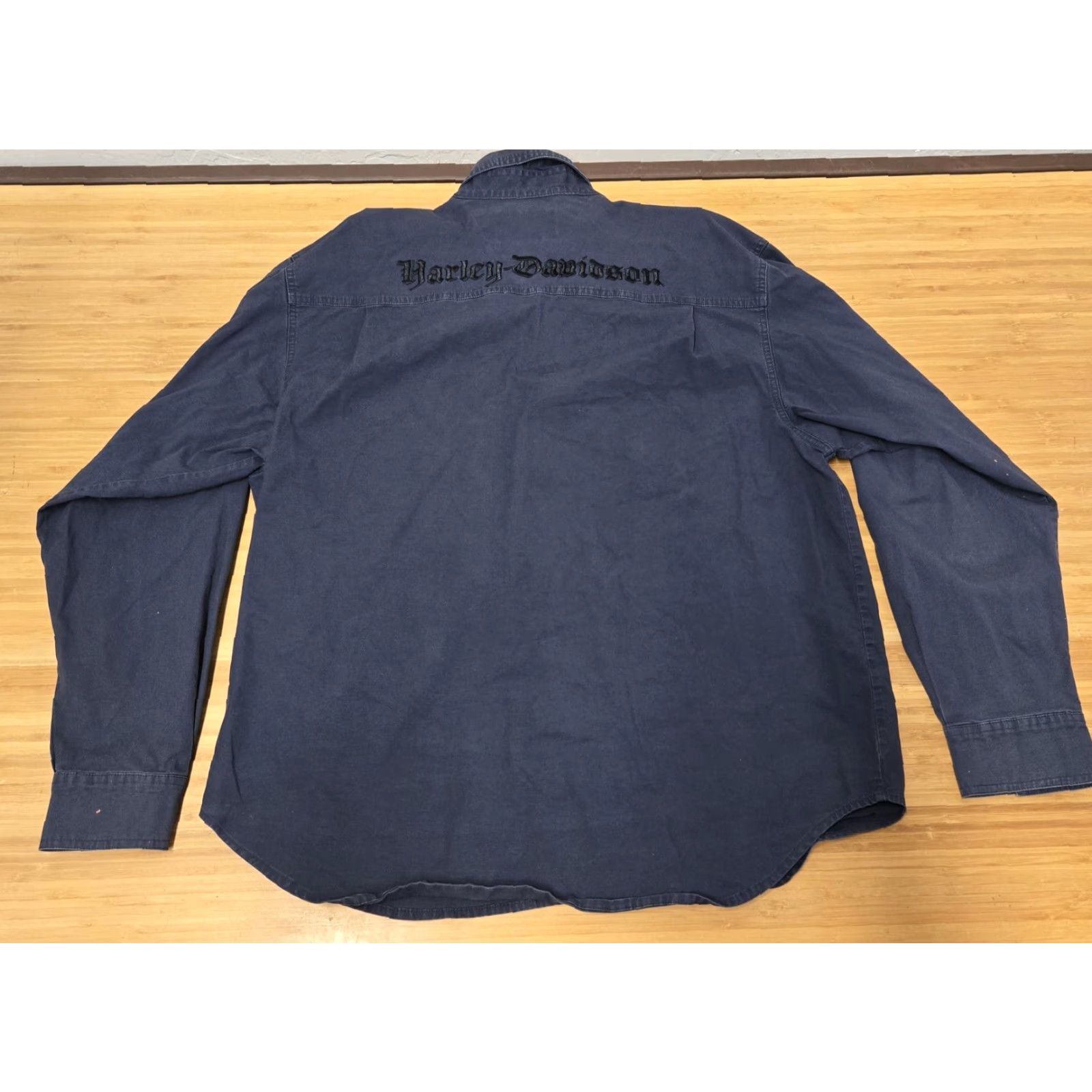 Harley Davidson VINTAGE? No—Harley-Davidson Shirt Mens XL Navy Blue Long Sleeve Button Up Cotton Workwear Size US XL / EU 56 / 4 - 7 Thumbnail