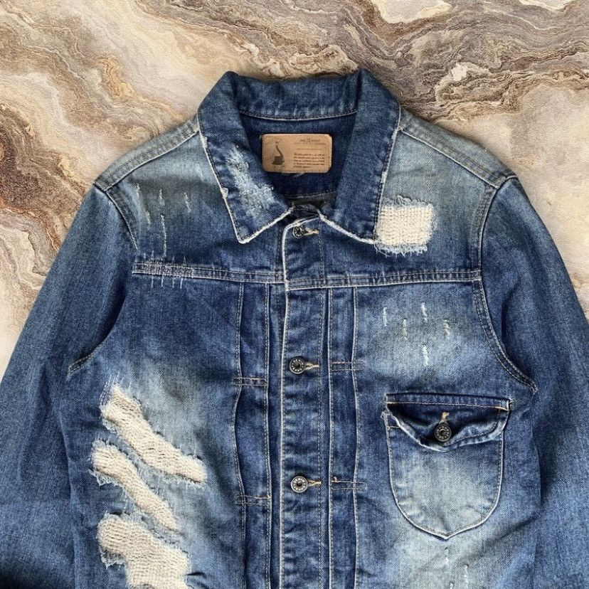 Japanese Brand ONE POINT TYPE 1 DISTRESSED DENIM JACKET Size US M / EU 48-50 / 2 - 4 Thumbnail