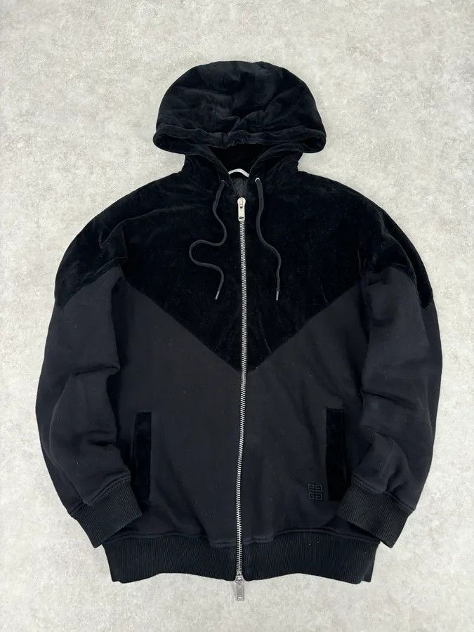 Givenchy 2010s Givenchy Black Premium Velvet Hybrid Hooded Jacket Size US M / EU 48-50 / 2 - 1 Thumbnail