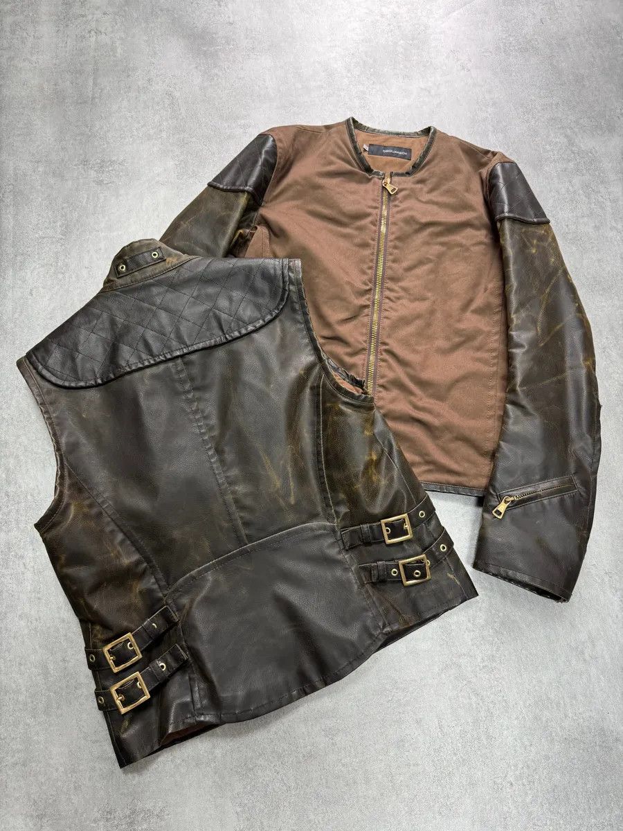 Dsquared2 AW2003 Dsquared2 Biker 2-in-1 Leather Jacket Size US M / EU 48-50 / 2 - 9 Thumbnail