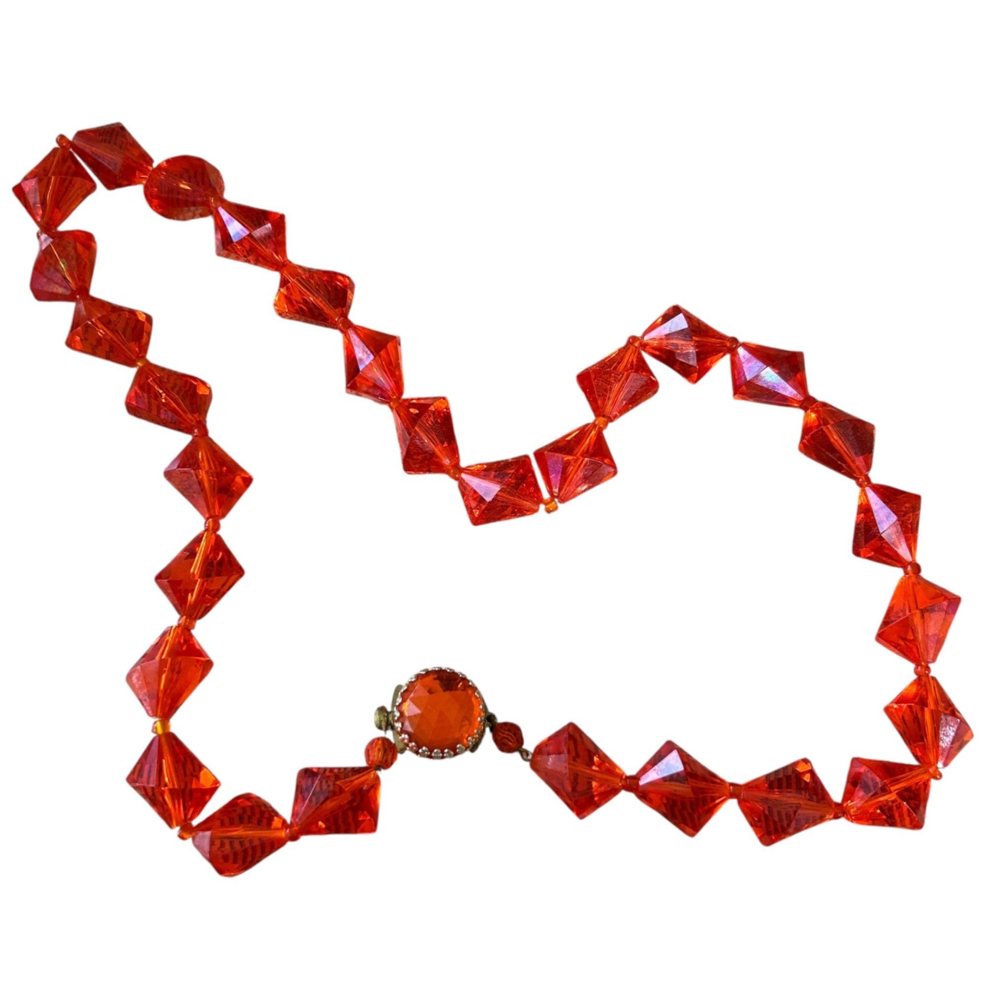 Vintage Vintage Western Germany Clear Orange Faceted Beaded Single S Size ONE SIZE - 1 Thumbnail