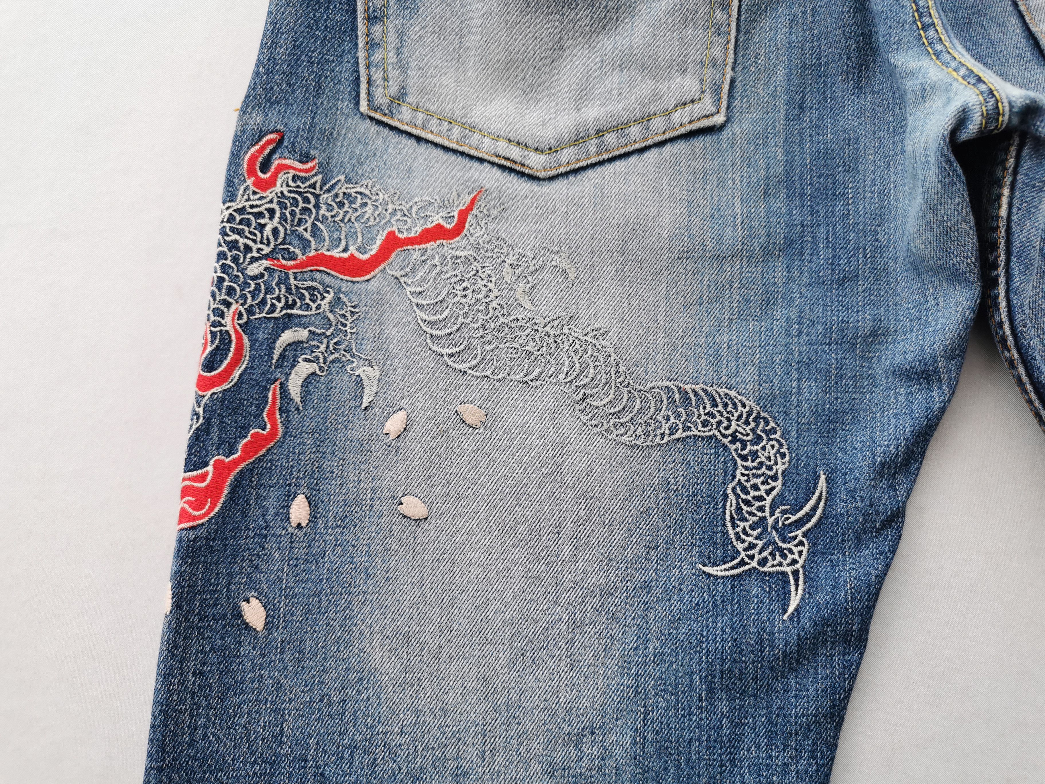 Eternal Vintage Eternal Dragon Design Embroidery Denim Jeans Size 32 Size US 33 - 6 Thumbnail