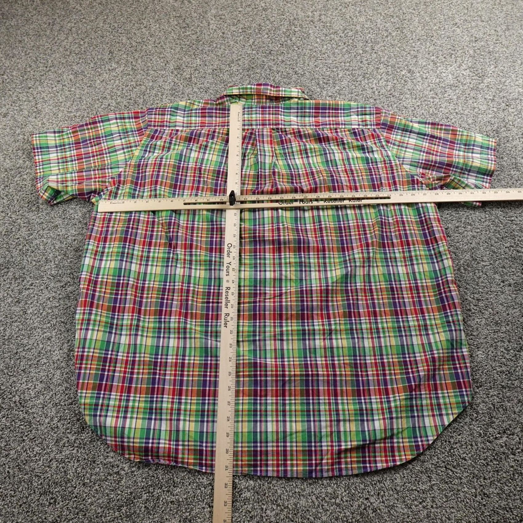 Ralph Lauren VINTAGE Ralph Lauren Shirt Big 2X Plaid Short Sleeve Button Up Mens Cotton Madras Pony Button-Down 2XB Complete Set Size US XXL / EU 58 / 5 - 7 Thumbnail
