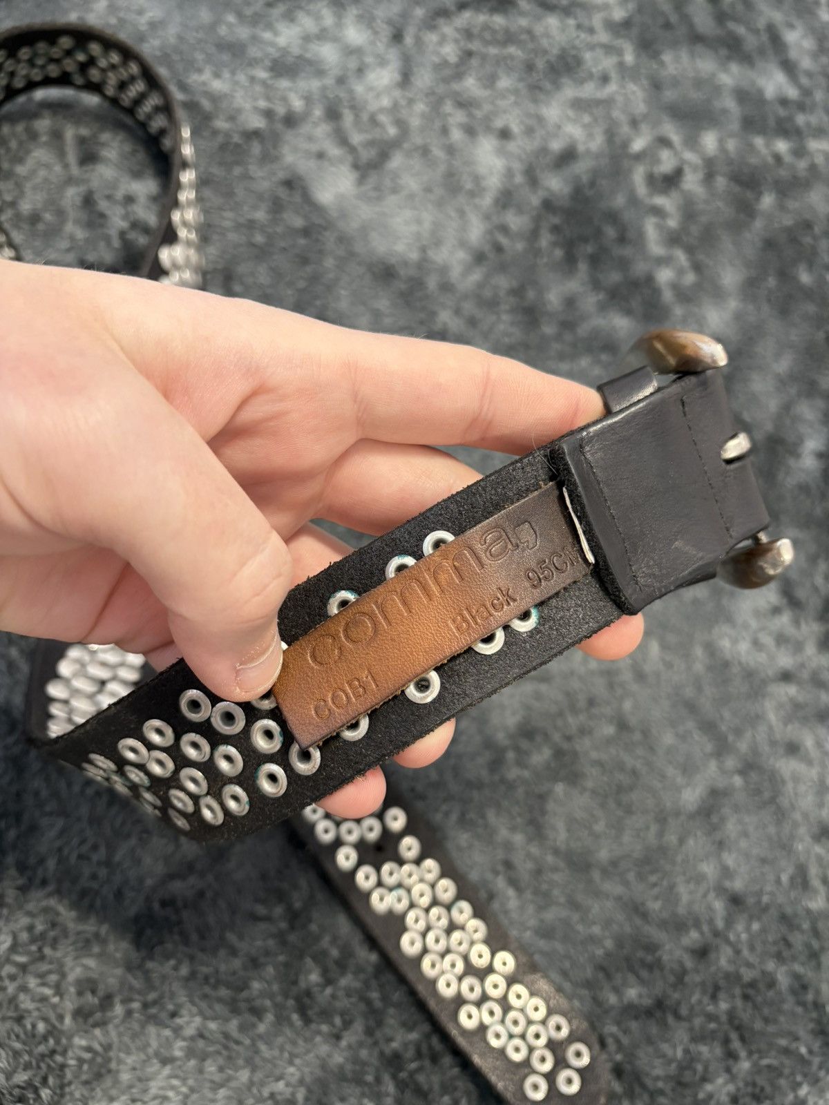 Japanese Brand Vintage Y2K Heavy Leather Studded Belt Size ONE SIZE - 3 Thumbnail