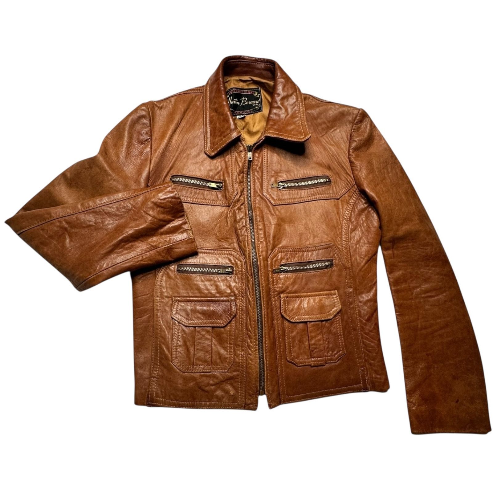 1960's Boho Brown Woodstock Style Leather Jacket Size 40