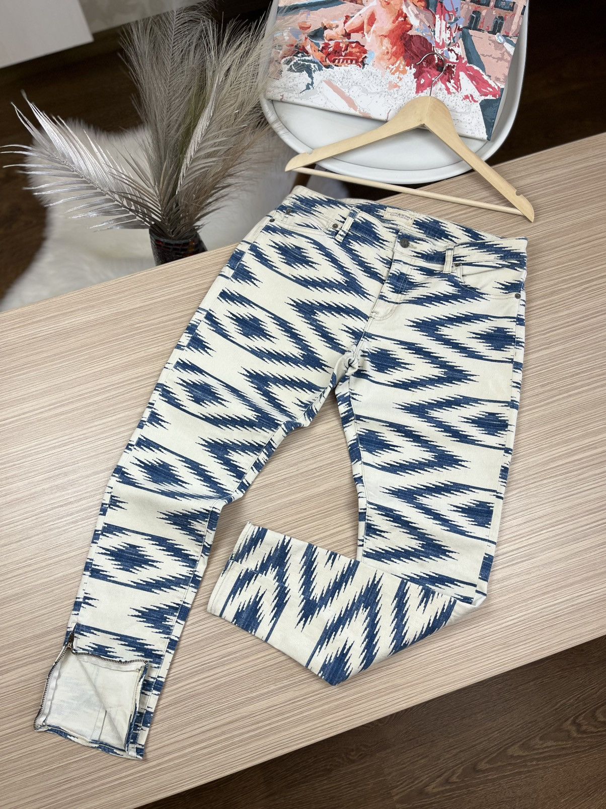 Denim & Supply Ralph Lauren × Vintage Wmns Denim Supply Ralph Lauren blue white Print Skinny Size 32" / US 10 / IT 46 - 5 Thumbnail