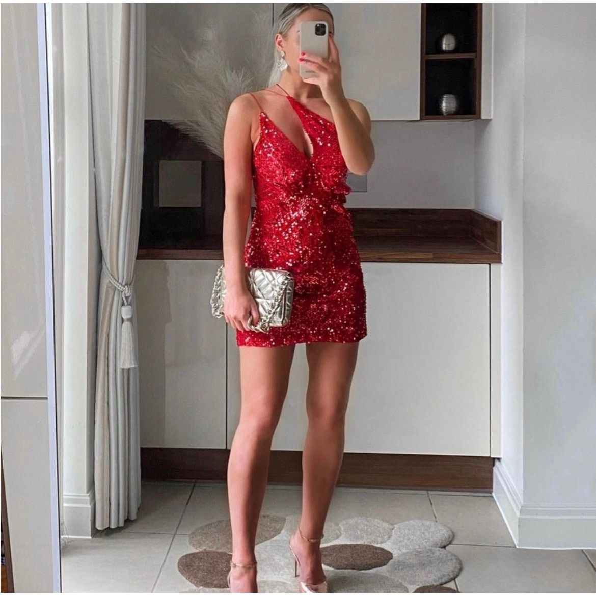 Zara ZARA BLOGGER FAVORITE VELVET SEQUIN DRESS RED Size S / US 4 / IT 40 - 10 Thumbnail
