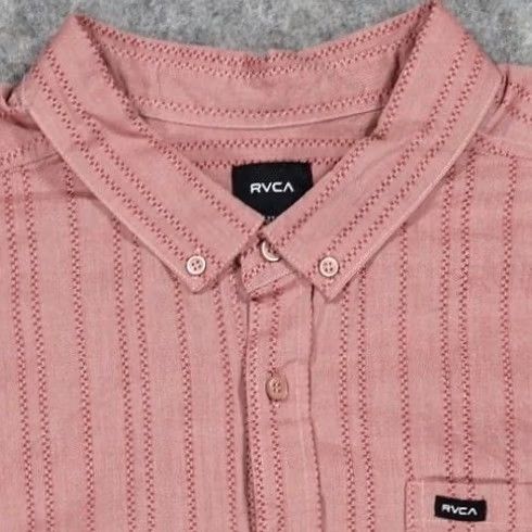 RVCA RVCA Shirt Mens XXL Pink Striped Slim Fit Short Sleeve Button Down Size US XXL / EU 58 / 5 - 3 Thumbnail
