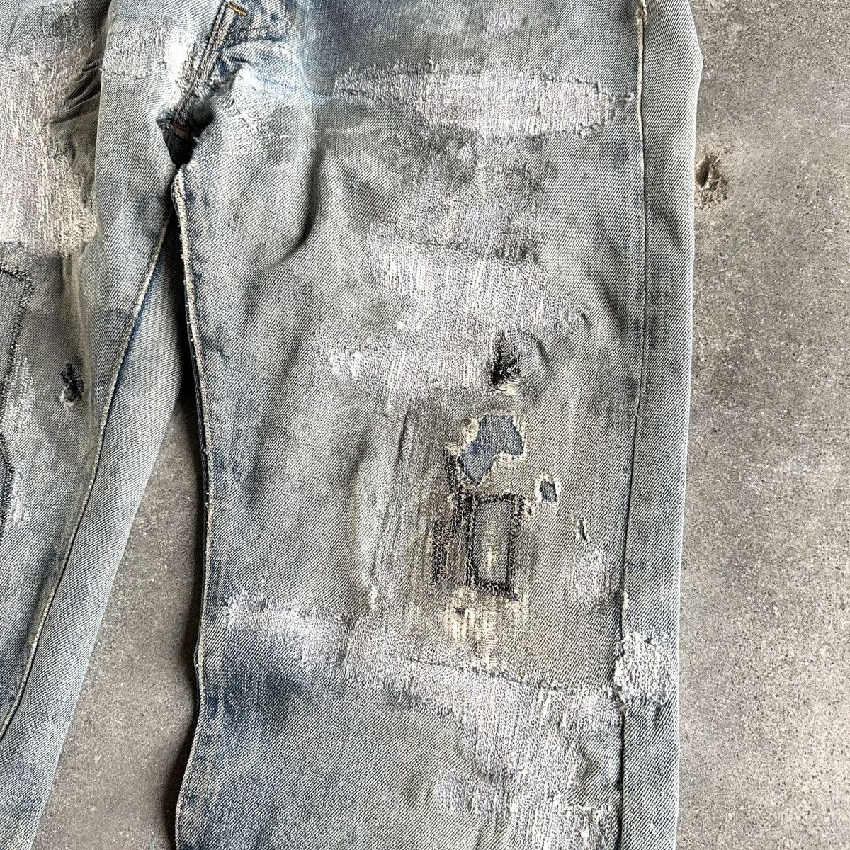 Levi's 70s Vintage Levis BORO THRASHED 501 66 Early Repair Denim Size US 33 - 4 Thumbnail