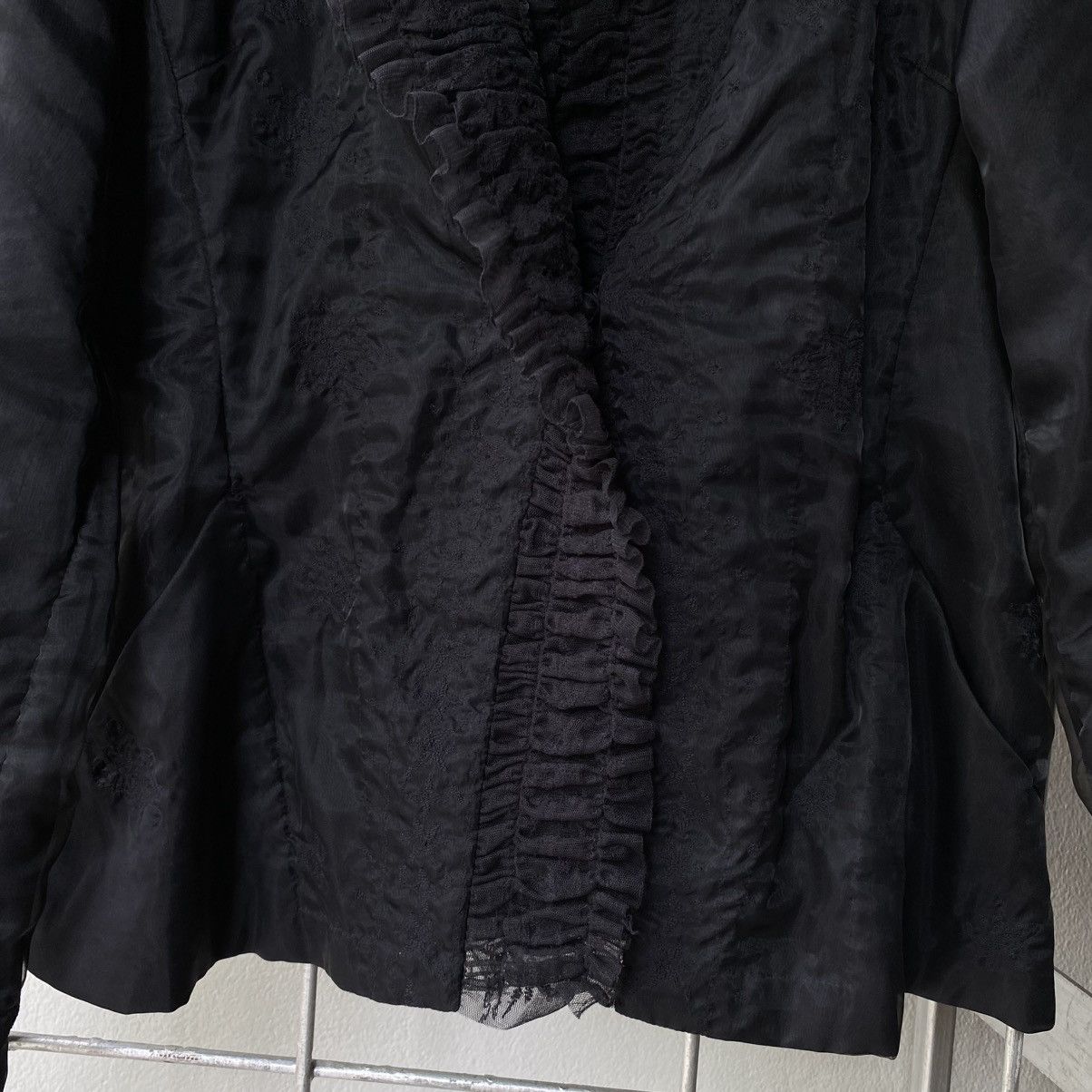 Issey Miyake Haat Black Snowflake Twins Sheer Lace Blouse Size L / US 10 / IT 46 - 5 Thumbnail