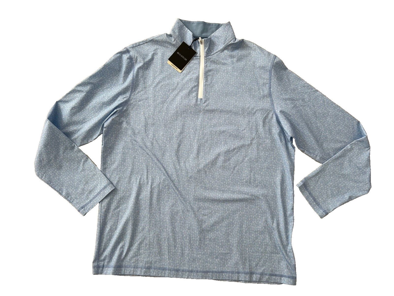 BUGATCHI Bugatchi Anthony Cocktail 1/4 Zip Pullover Top Air Blue L Size US L / EU 52-54 / 3 - 1 Thumbnail