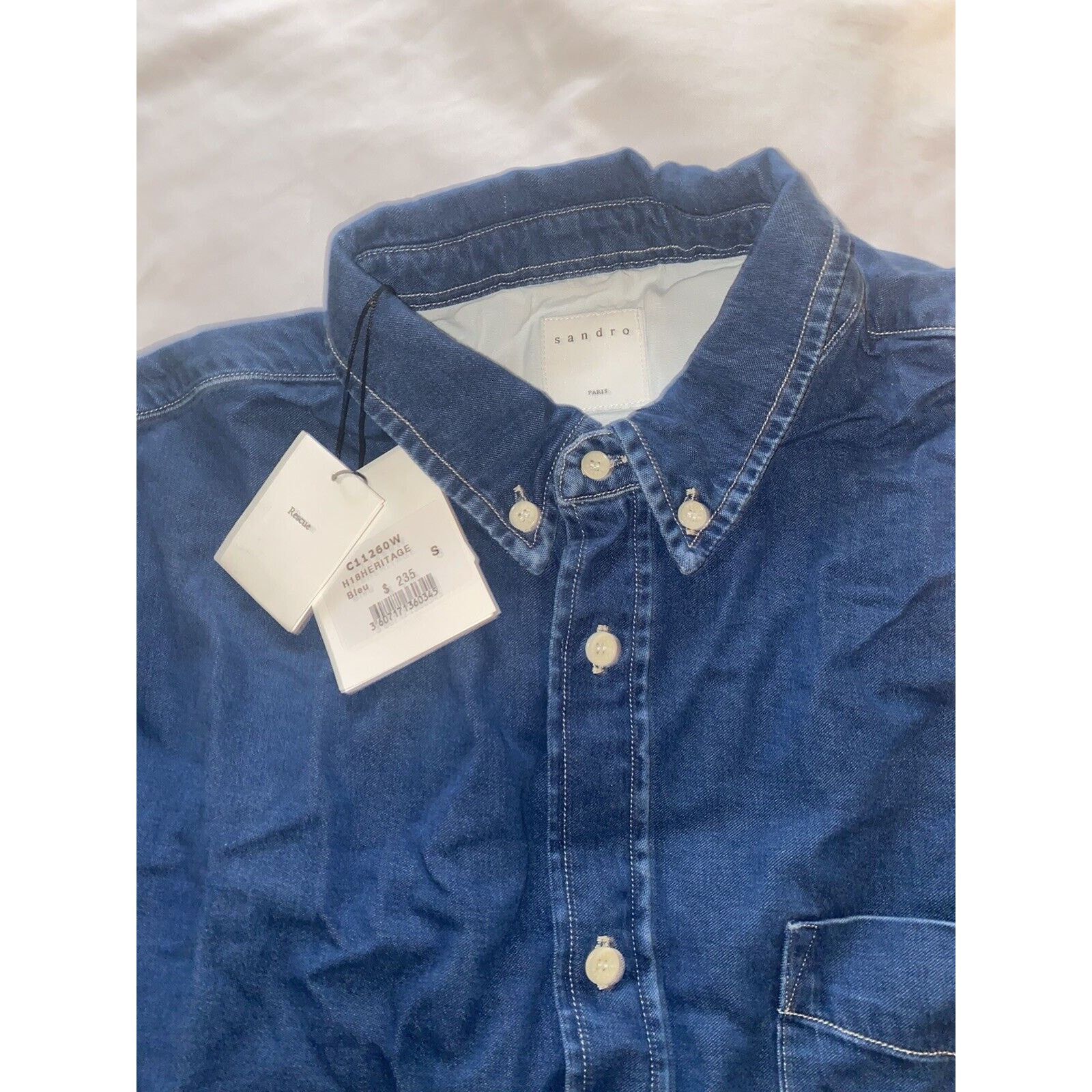 Sandro NWT SANDRO Paris Twill Blue Cotton Denim Shirt Size Small Size US S / EU 44-46 / 1 - 3 Thumbnail