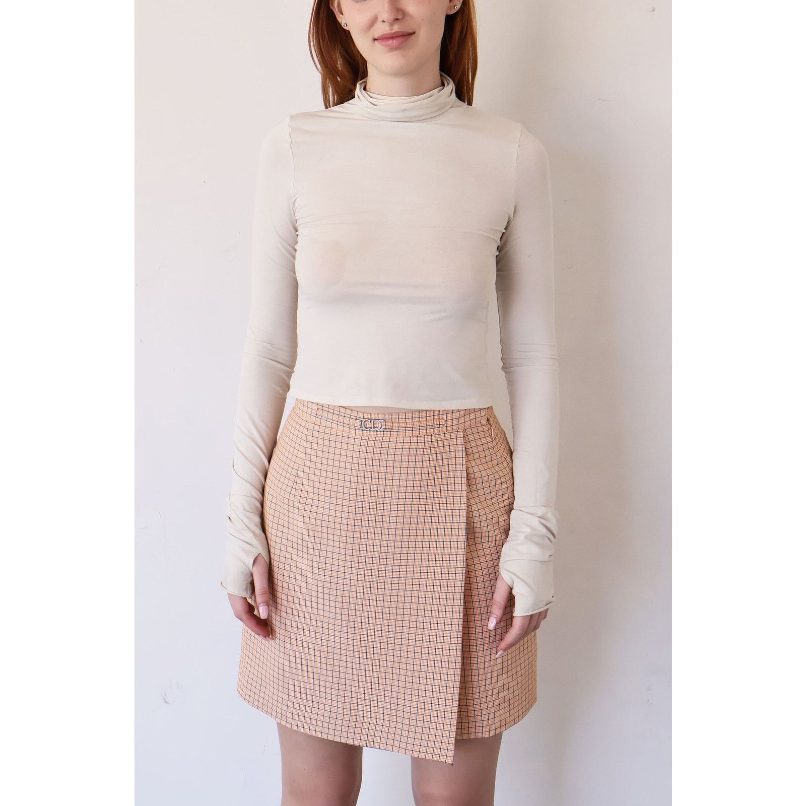 Dior Christian Dior SPORTS Orange Sherbert Plaid Skort Size 29" - 1 Thumbnail