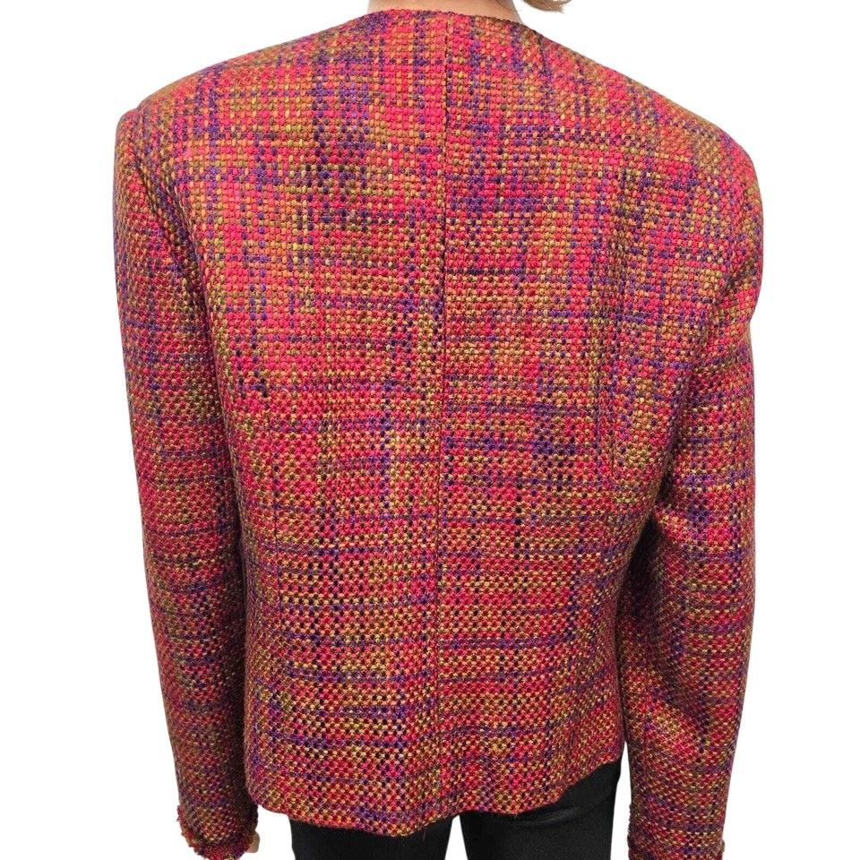 Vintage Madison Studio Tweed Boucle Blazer Jacket 12 Red Snap button Size M / US 6-8 / IT 42-44 - 12 Thumbnail