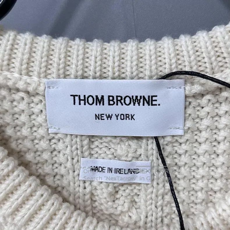 Thom Browne Thom Browne White Striped Crewneck Knit Sweater Size US L / EU 52-54 / 3 - 4 Thumbnail