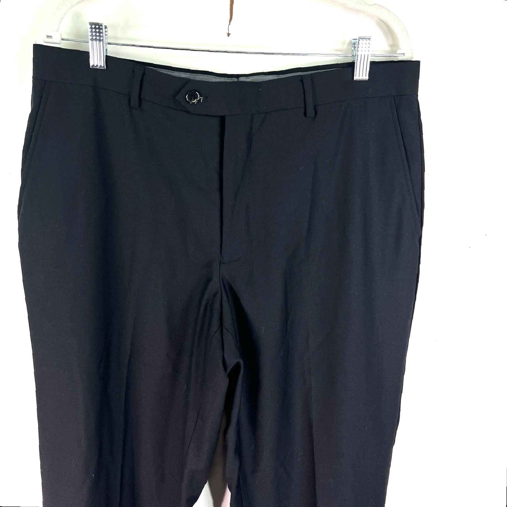 Vintage Ranieri Novello Black Italian Wool Pants Men's 34 Flat Front Lined 31 Inseam Slim Straight Dress Pants Size US 34 / EU 50 - 2 Thumbnail