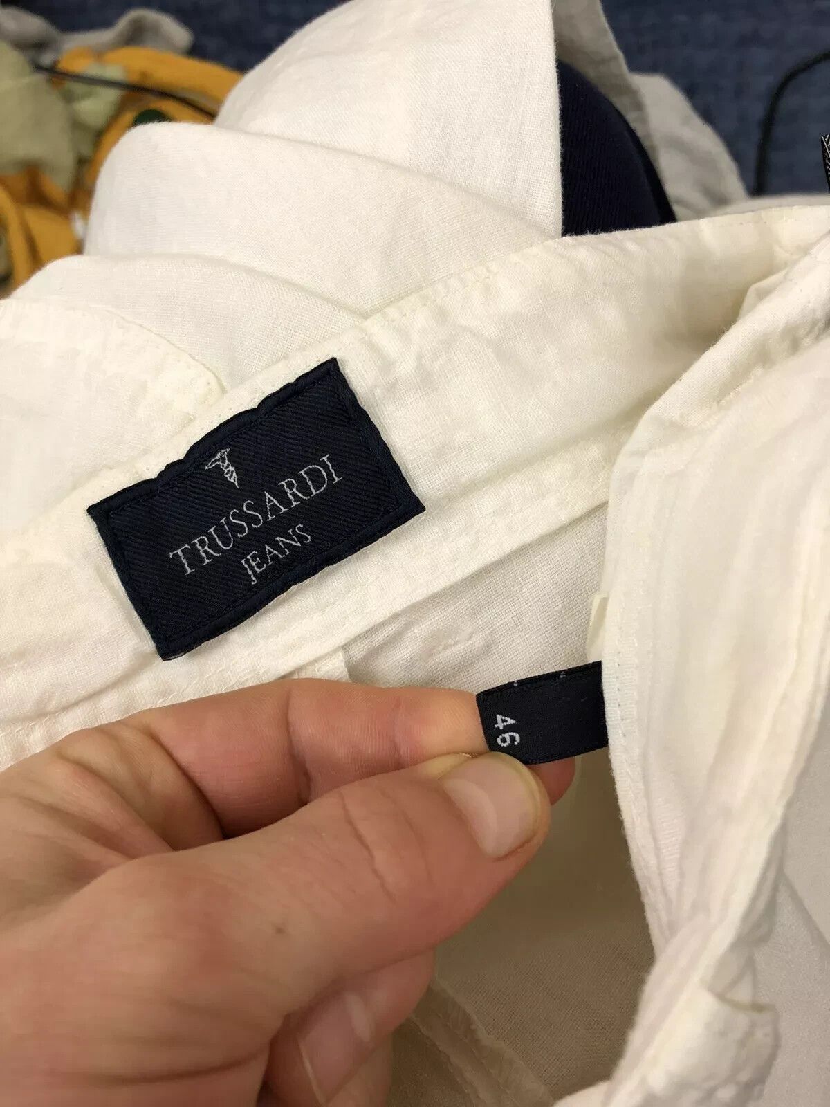 Trussardi Trussardi Jeans Beige Linen Lino Men's Casual Italy Pants Size US 30 / EU 46 - 14 Thumbnail