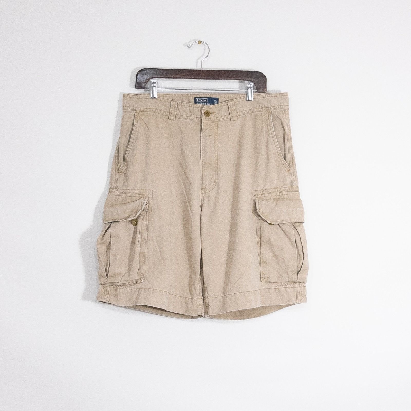 Vintage 90s Polo Ralph Lauren Cargo Khaki Shorts Mens 34