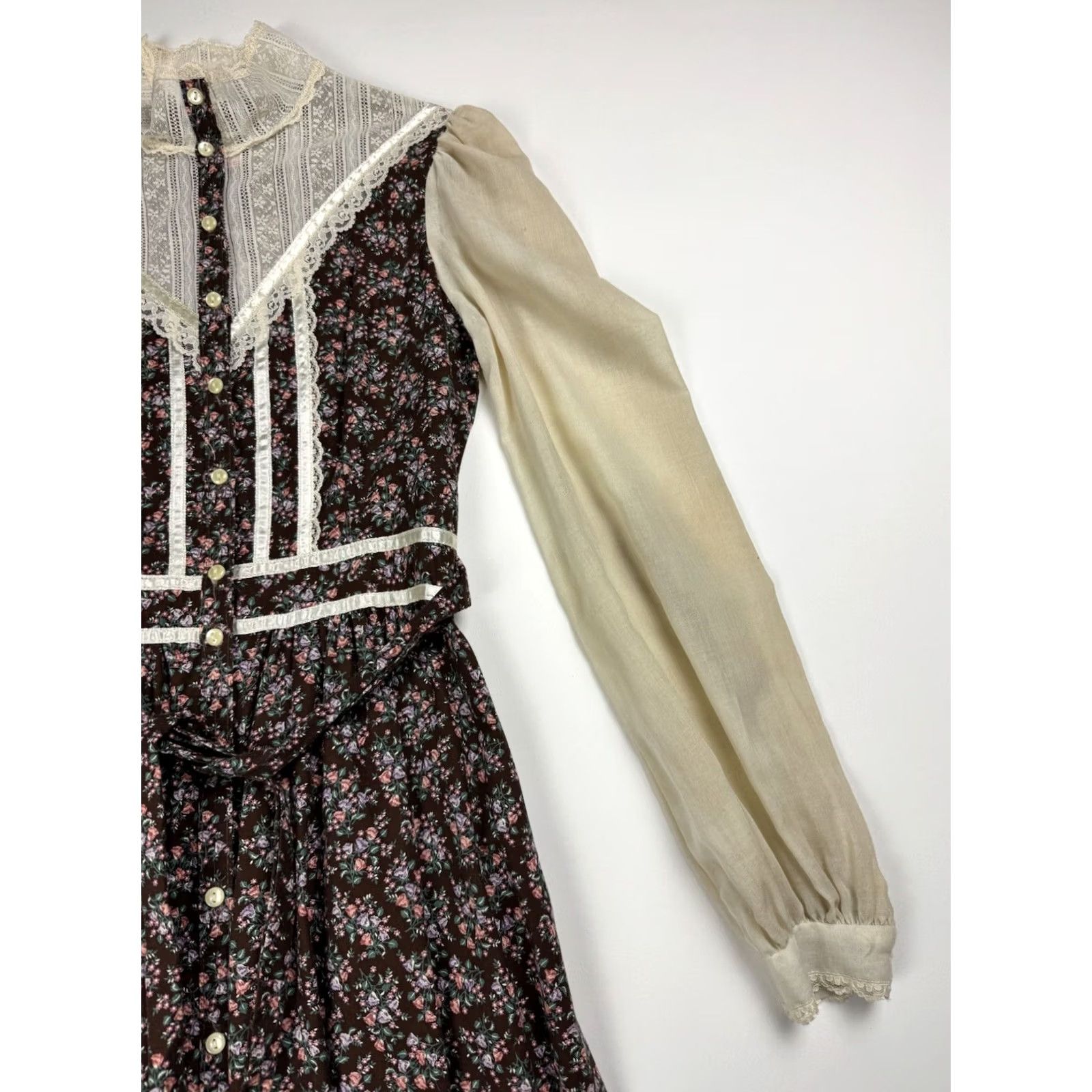 Vintage VINTAGE Gunne Sax Floral Dress Butterfly White Lace Women’s Size 7 Button Up Vtg Size M / US 6-8 / IT 42-44 - 4 Thumbnail