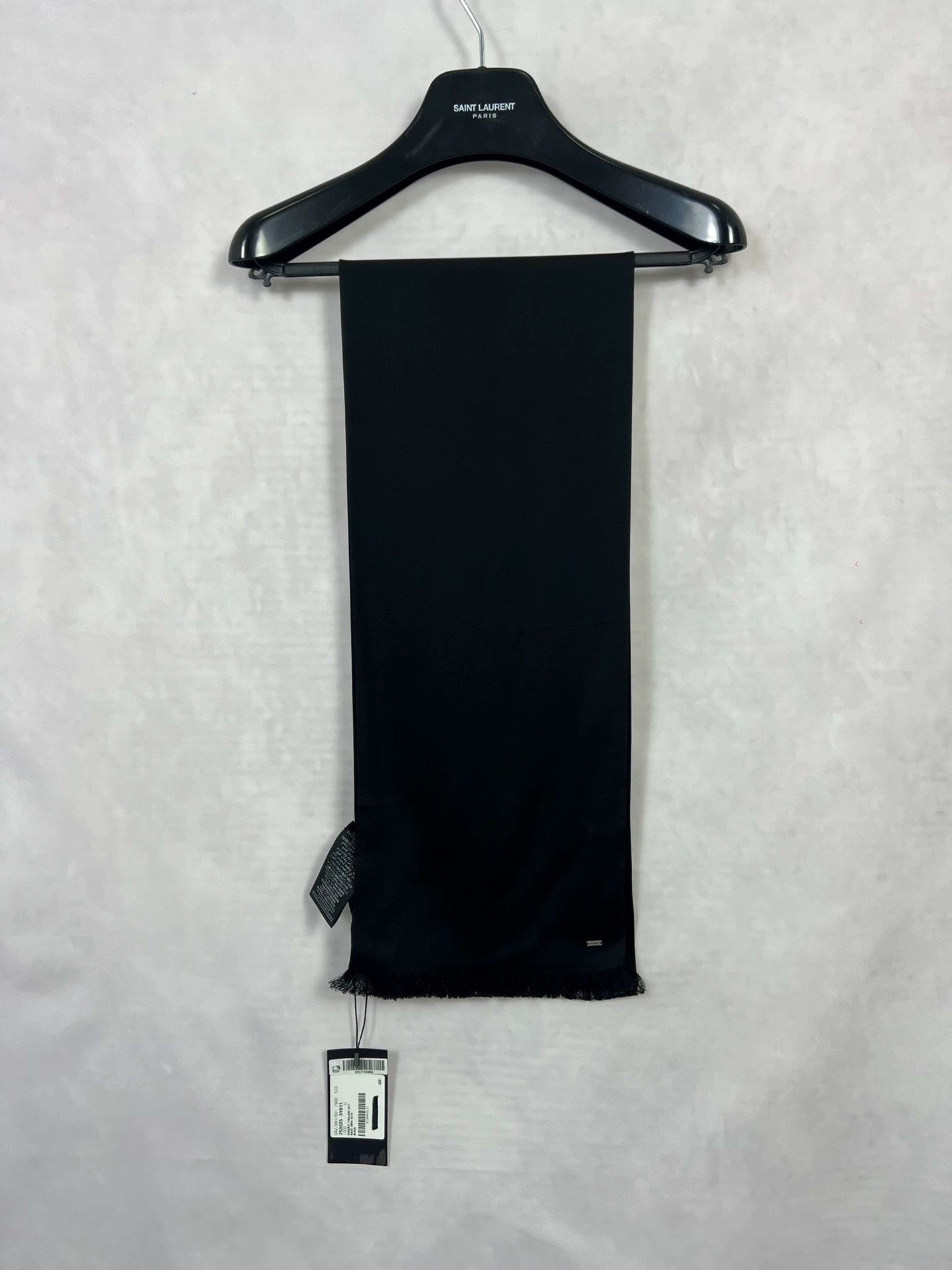 Saint Laurent Paris Saint Laurent FW23 Black Silk Satin Bow Tie Scarf Metal Tag Size ONE SIZE - 1 Thumbnail