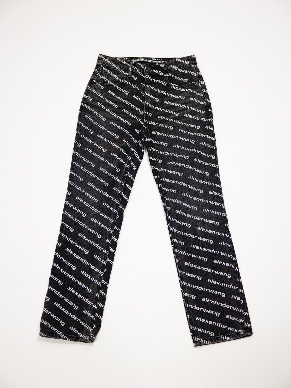 image of Alexander Wang Falling Back Logo Women’S Denim in Black, Women's (Size 24)