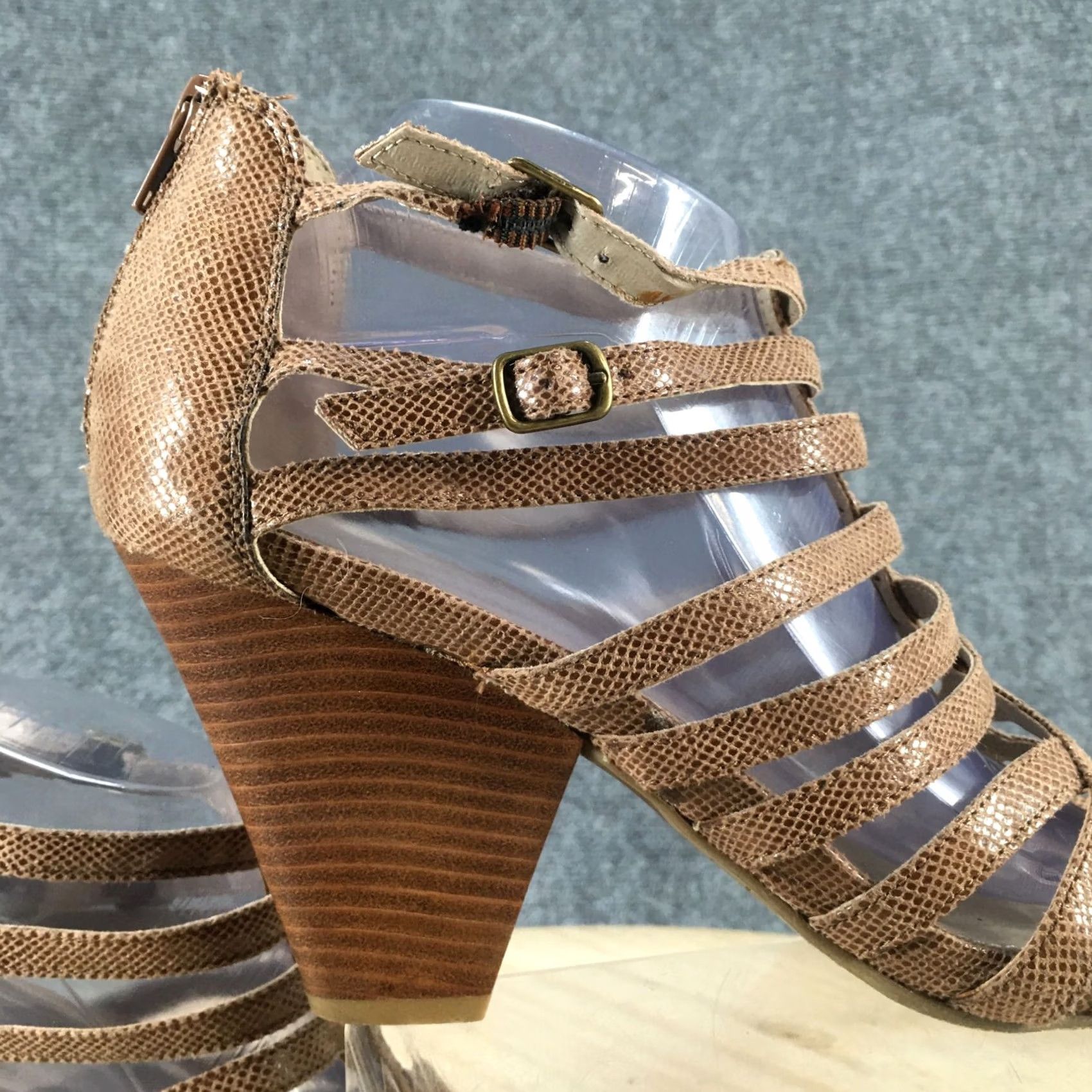 Kenneth Cole Kenneth Cole Reaction Sandal Womens 10M Brown Tropical Vine Strappy Snakeskin Shoes Size US 10 / IT 40 - 5 Thumbnail