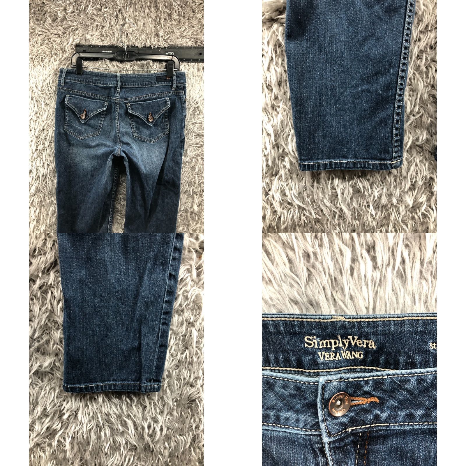 Vera Wang Vera Wang Simply Vera Wang Jeans Size 10 Womens Regular Straight Medium Blue Wash 5-Pocket Size 32" / US 10 / IT 46 - 8 Thumbnail