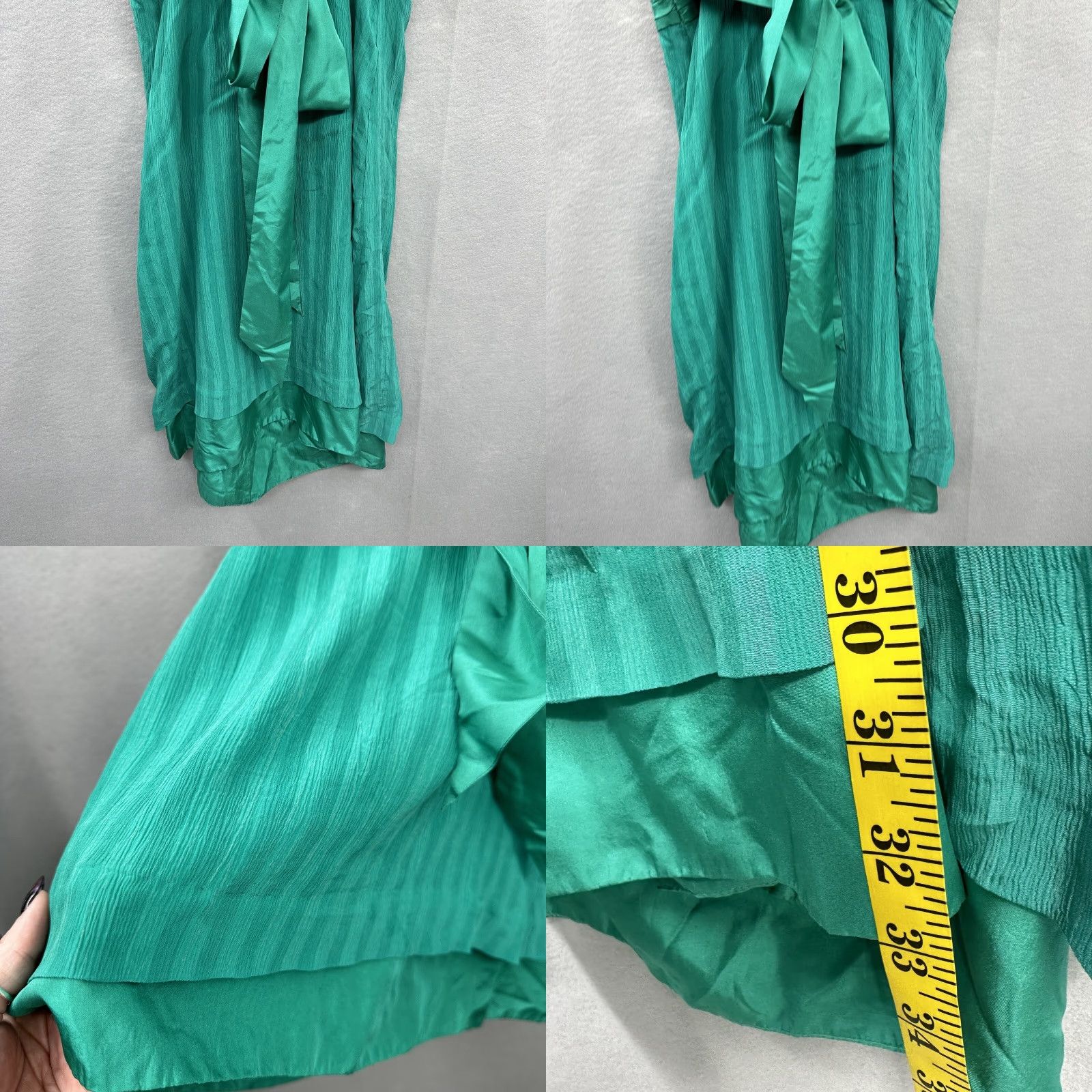 Anthropologie VINTAGE Anthropologie Moulinette Soeurs Dress Womens 2 Green Silk Strapless Mini 2 Green Bohemian Floral Ladies Dress 90s Designer Womens Size XS / US 0-2 / IT 36-38 - 8 Thumbnail
