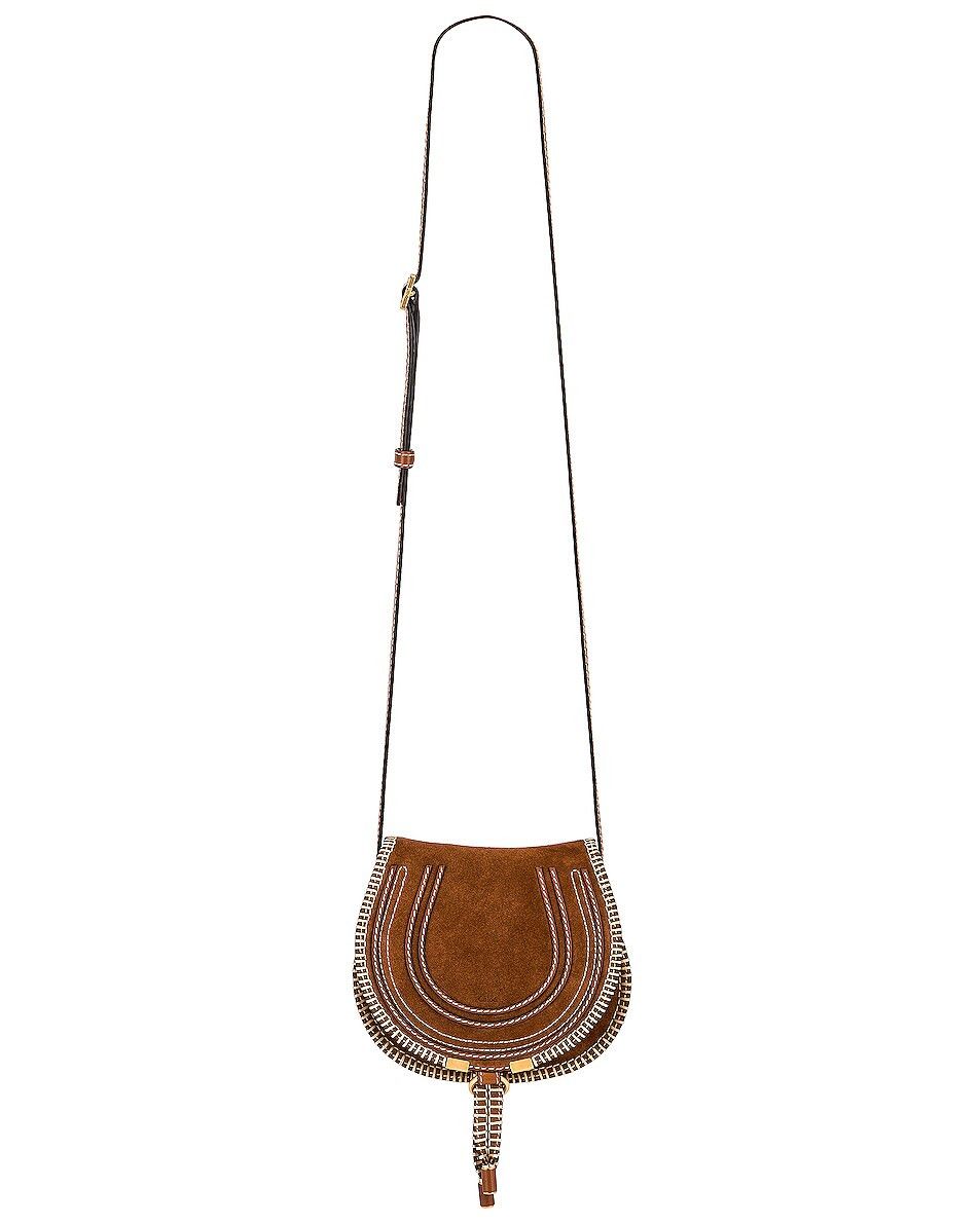 Chloe o1tko10125 Size: OS / Suede Small Marcie Saddle Bag Brown Size ONE SIZE - 5 Thumbnail